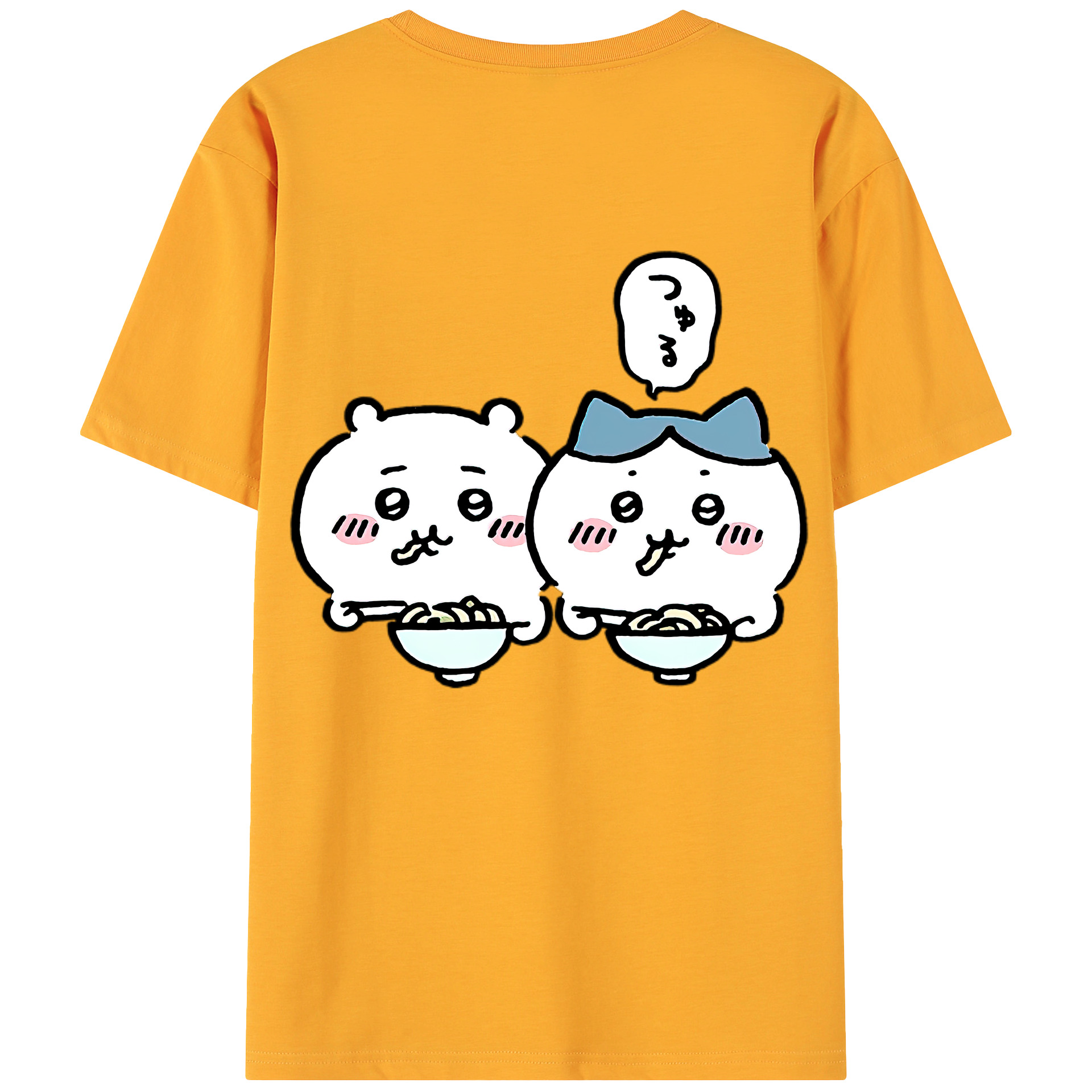 （画像用） ちいかわ ハチワレ Chii-kawa hachiware 綿100％ メンズ半袖Tシャツ（バックプリント） 通気性
