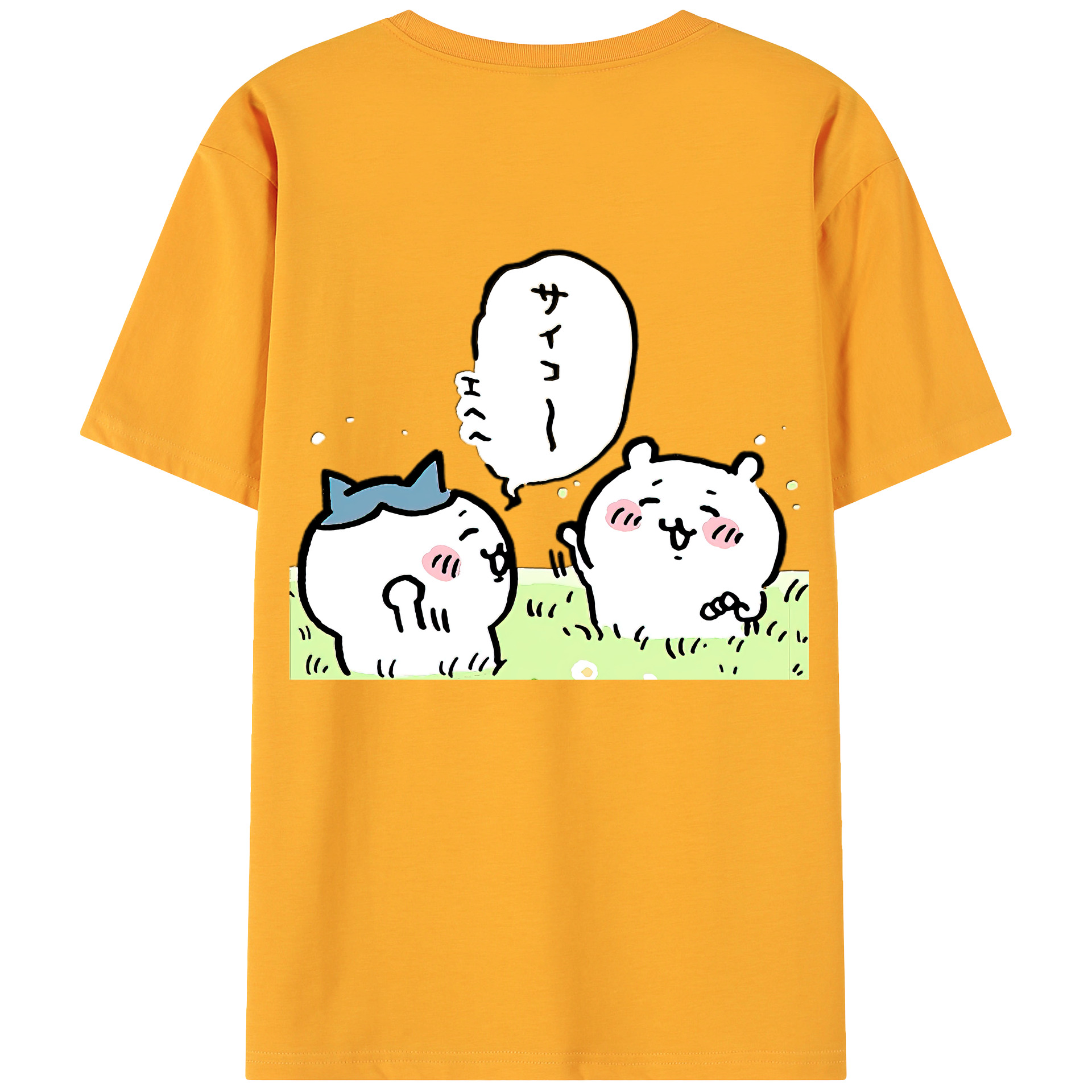 （画像用） ちいかわ ちいかわ Chii-kawa chiikawa 綿100％ メンズ半袖Tシャツ（バックプリント） 通気性