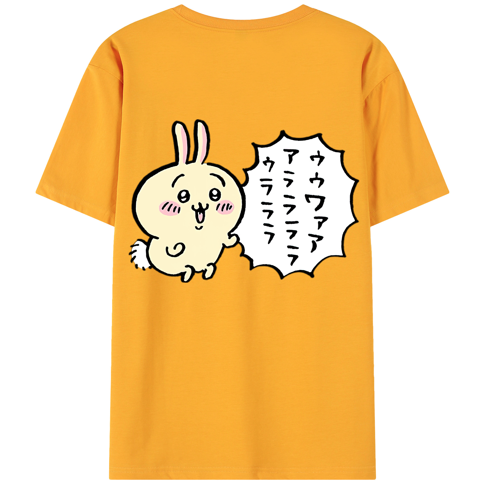 （画像用） ちいかわ うさぎ Chii-kawa usagi 綿100％ メンズ半袖Tシャツ（バックプリント） 通気性