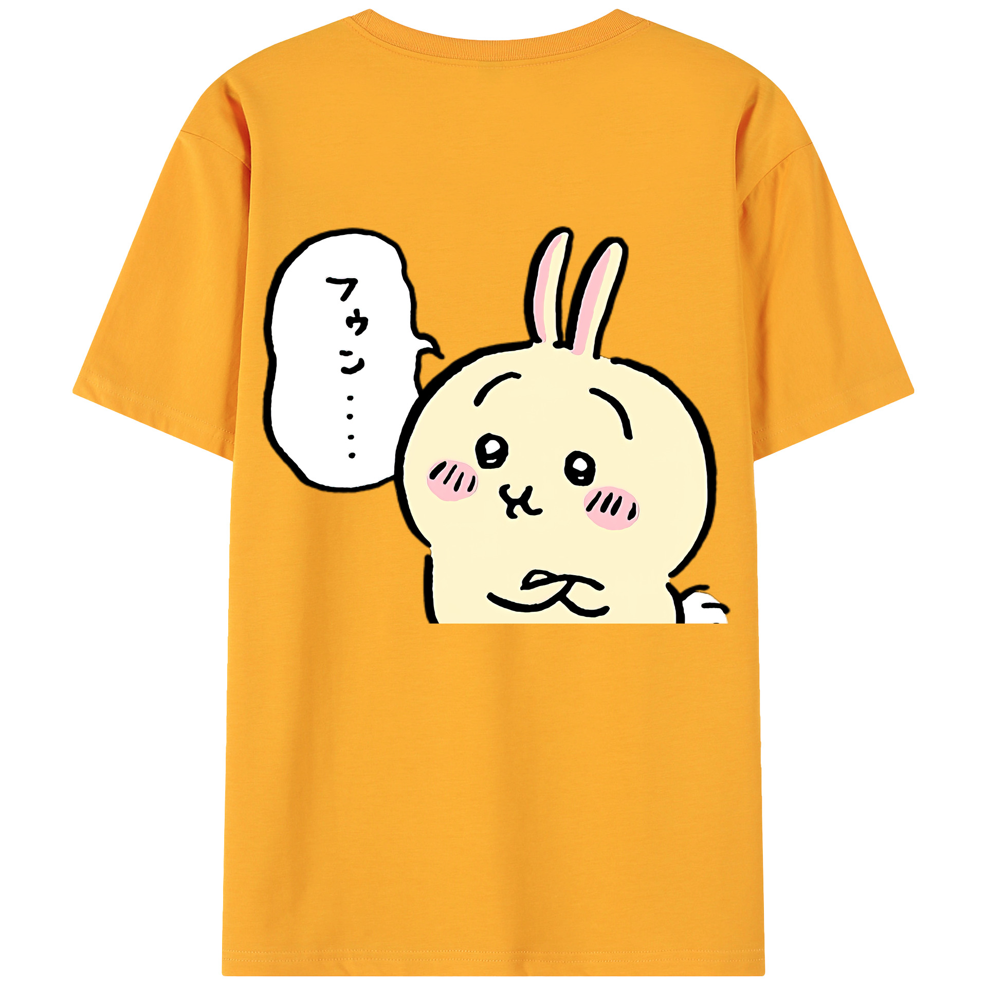 （画像用） ちいかわ うさぎ Chii-kawa usagi 綿100％ メンズ半袖Tシャツ（バックプリント） 通気性