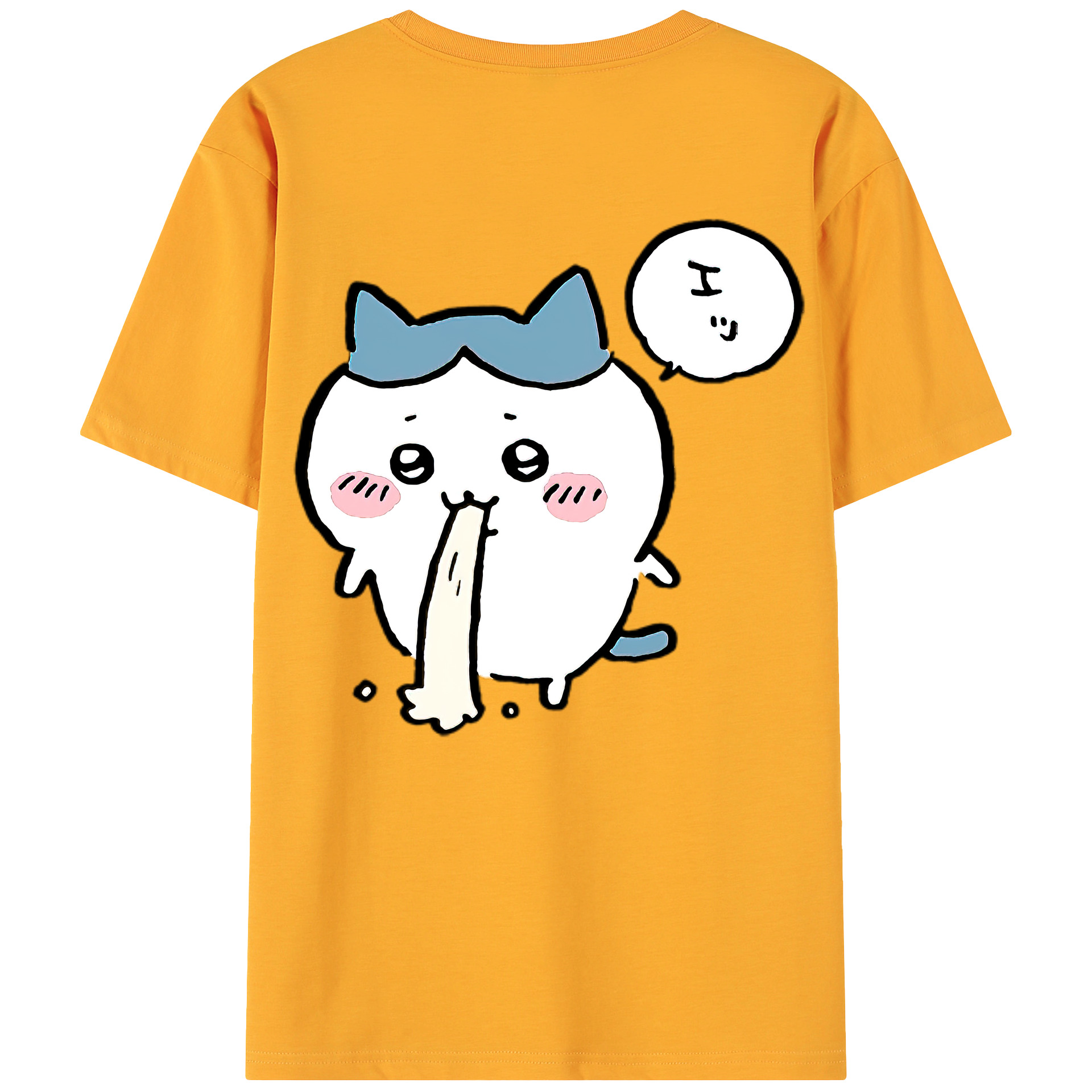 （画像用） ちいかわ ハチワレ Chii-kawa hachiware 綿100％ メンズ半袖Tシャツ（バックプリント） 通気性