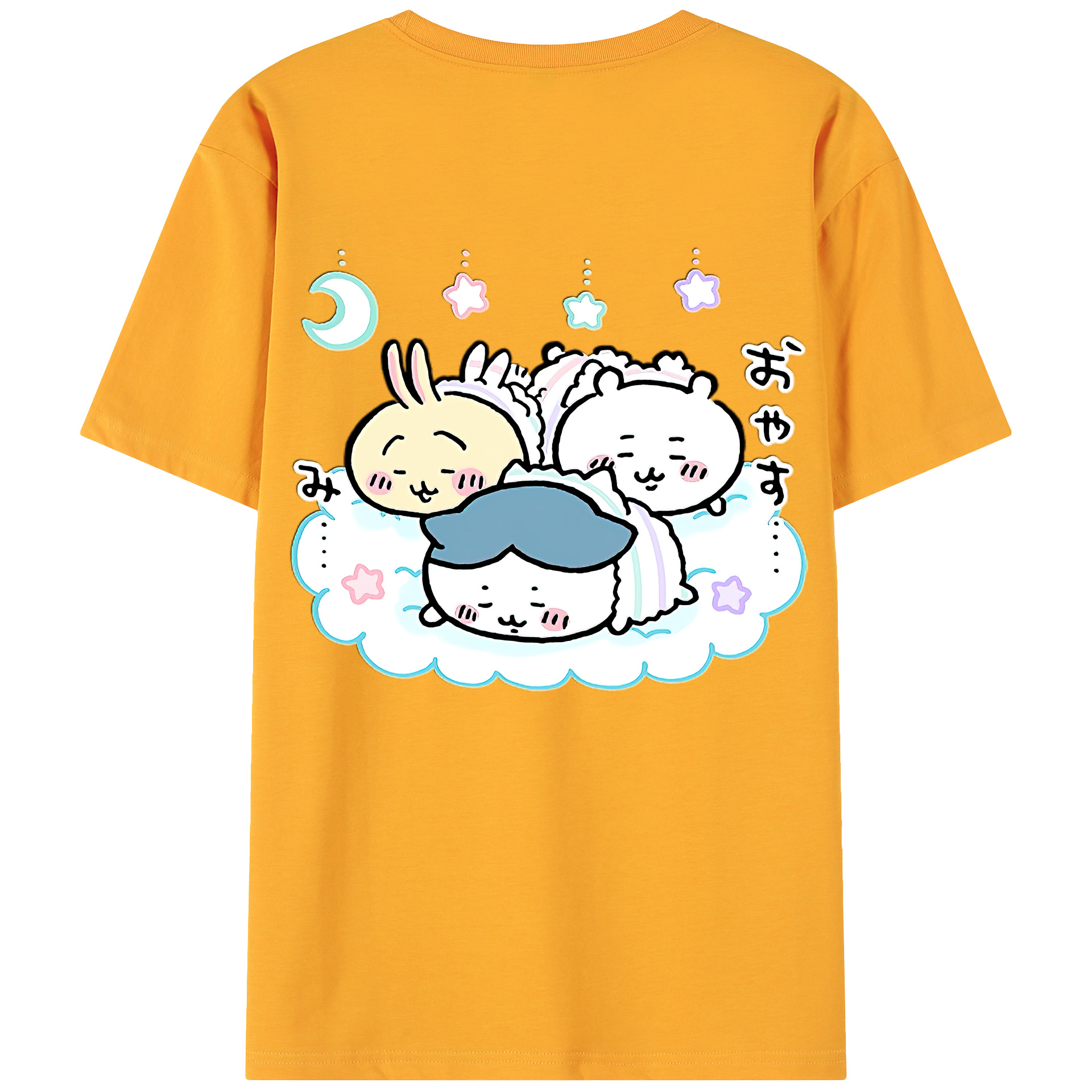 （画像用） ちいかわ ハチワレ Chii-kawa hachiware 綿100％ メンズ半袖Tシャツ（バックプリント） 通気性