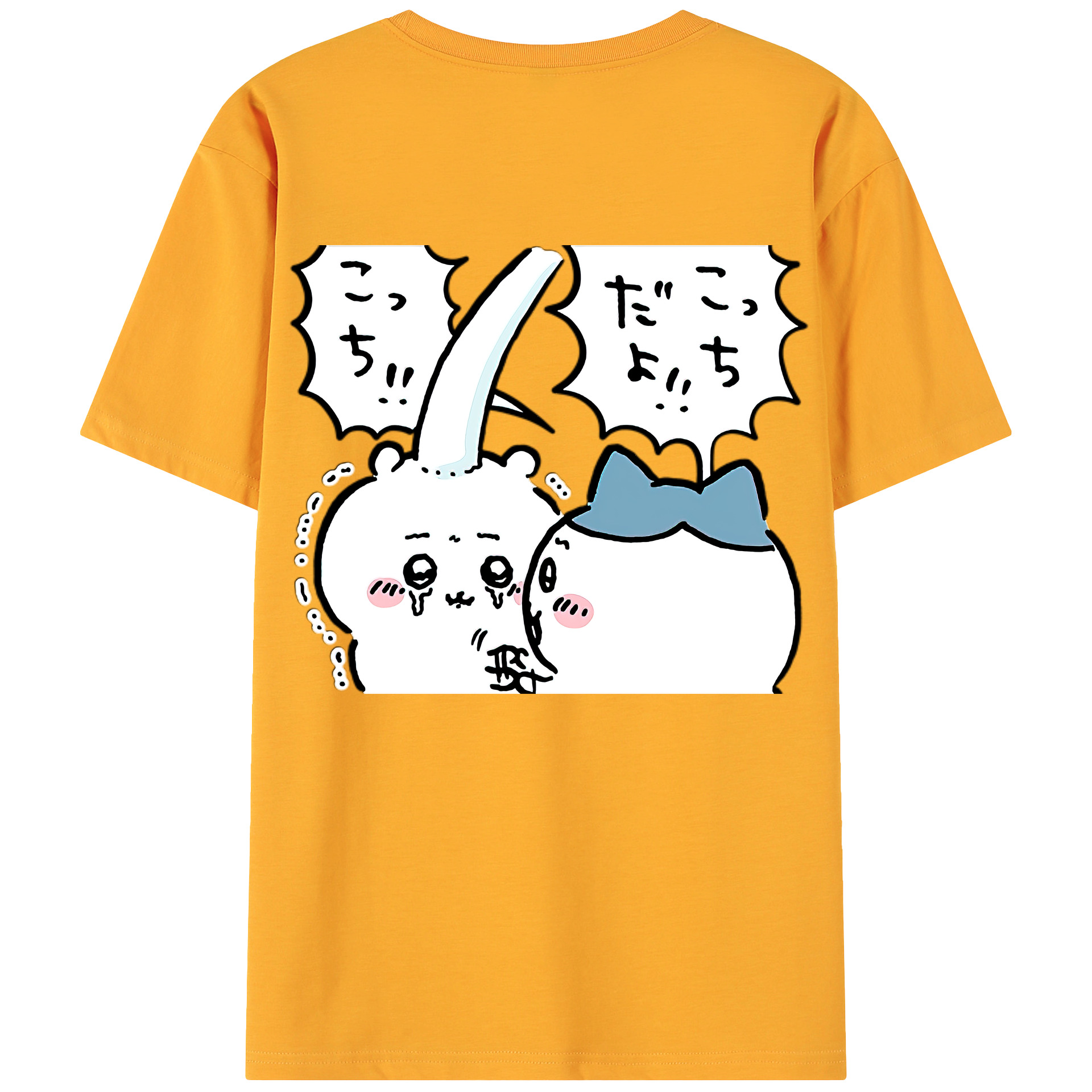 （画像用） ちいかわ ハチワレ Chii-kawa hachiware 綿100％ メンズ半袖Tシャツ（バックプリント） 通気性