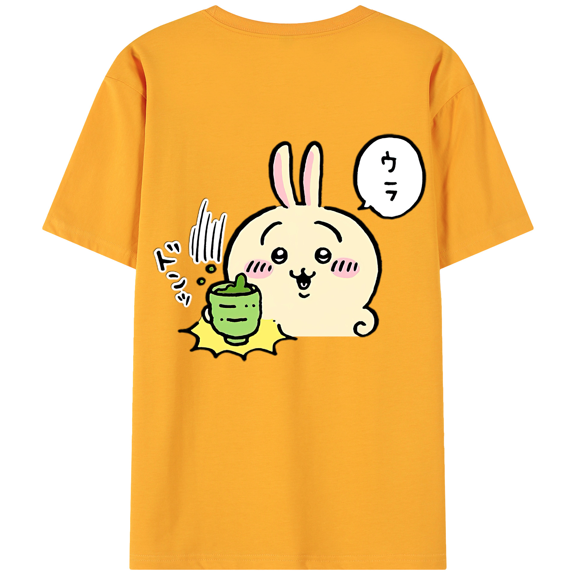 （画像用） ちいかわ うさぎ Chii-kawa usagi 綿100％ メンズ半袖Tシャツ（バックプリント） 通気性