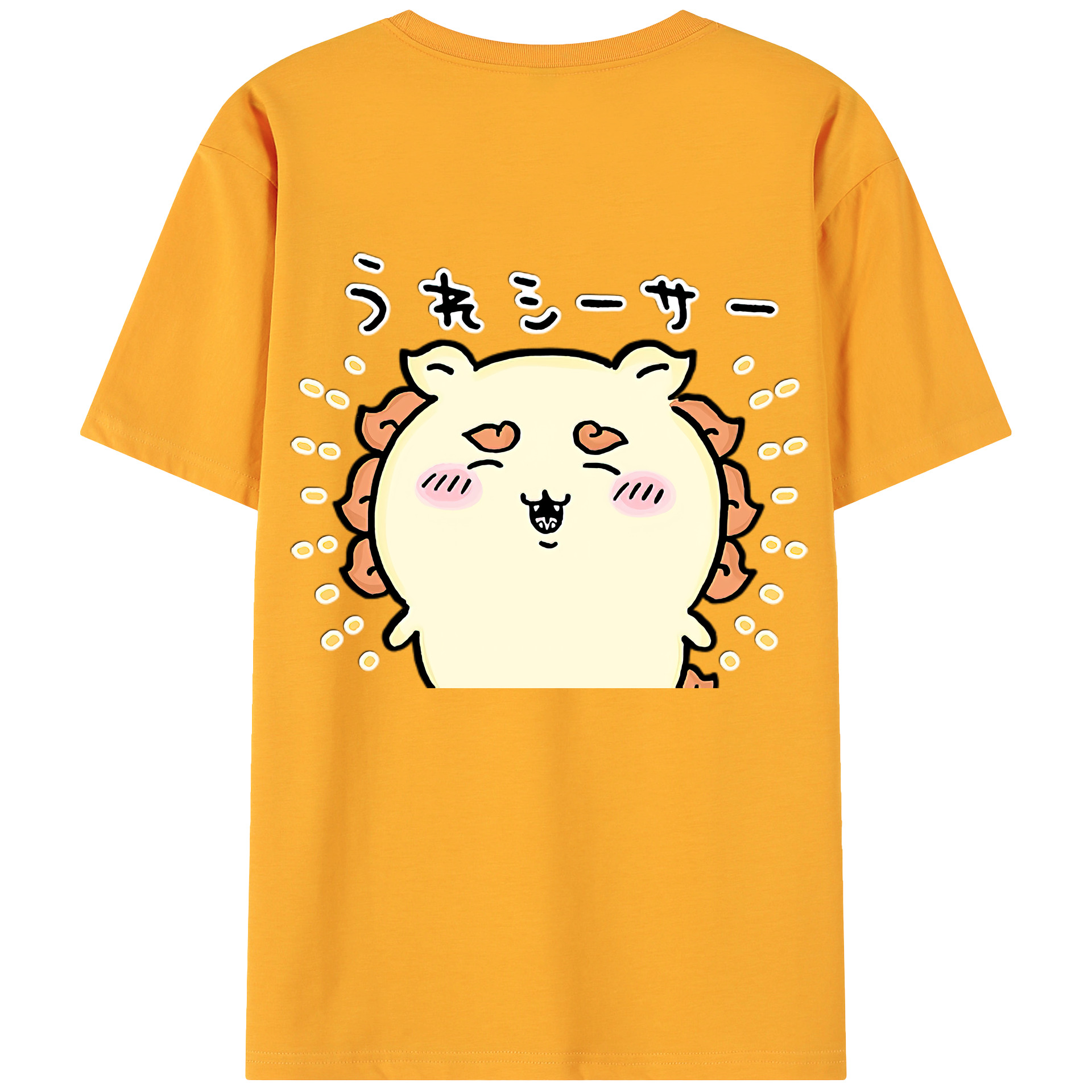 （画像用） ちいかわ シーサー Chii-kawa Shisa 綿100％ メンズ半袖Tシャツ（バックプリント） 通気性