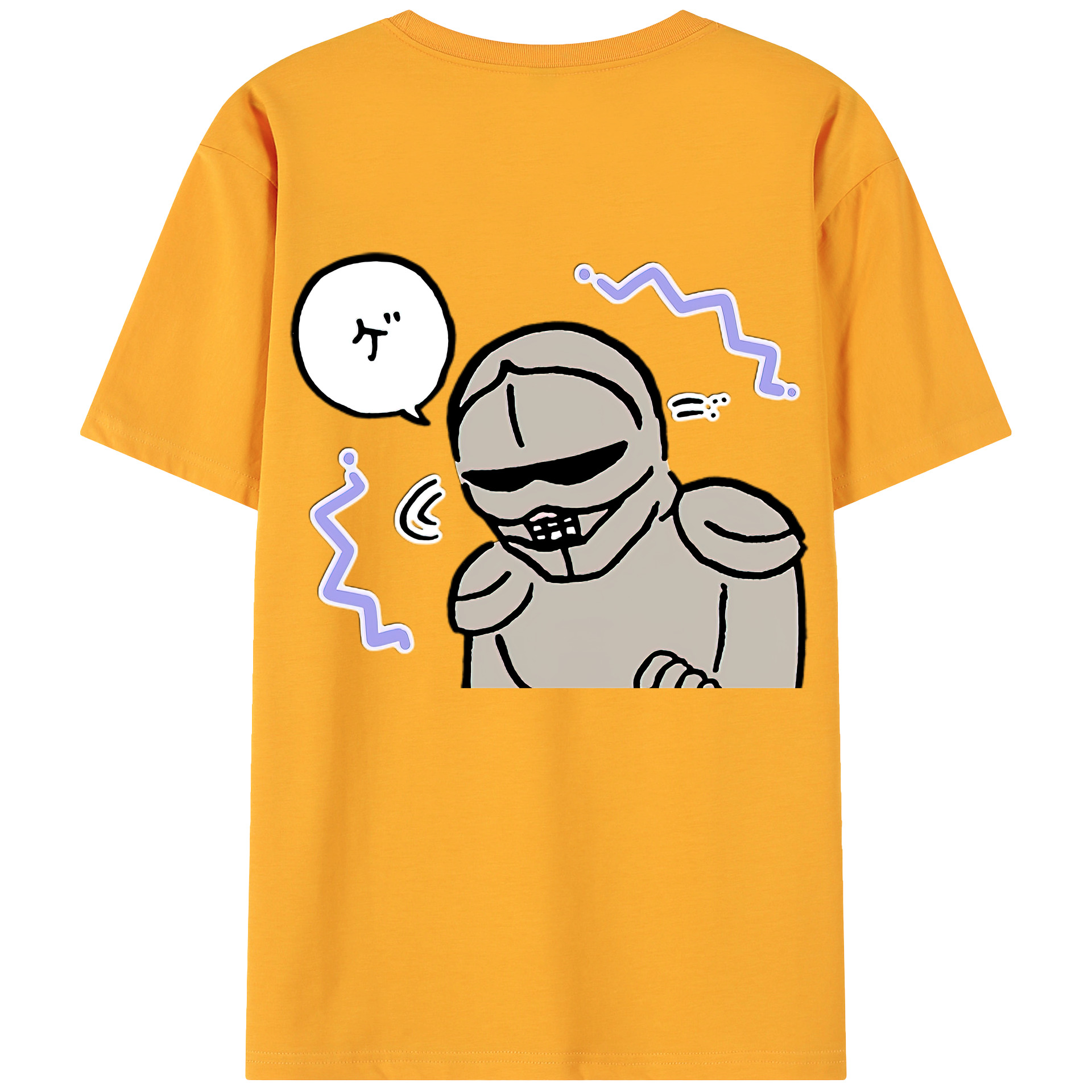 （画像用） ちいかわ 労働の鎧さん Chii-kawa Mr. Armor of Labor 綿100％ メンズ半袖Tシャツ（バックプリント） 通気性