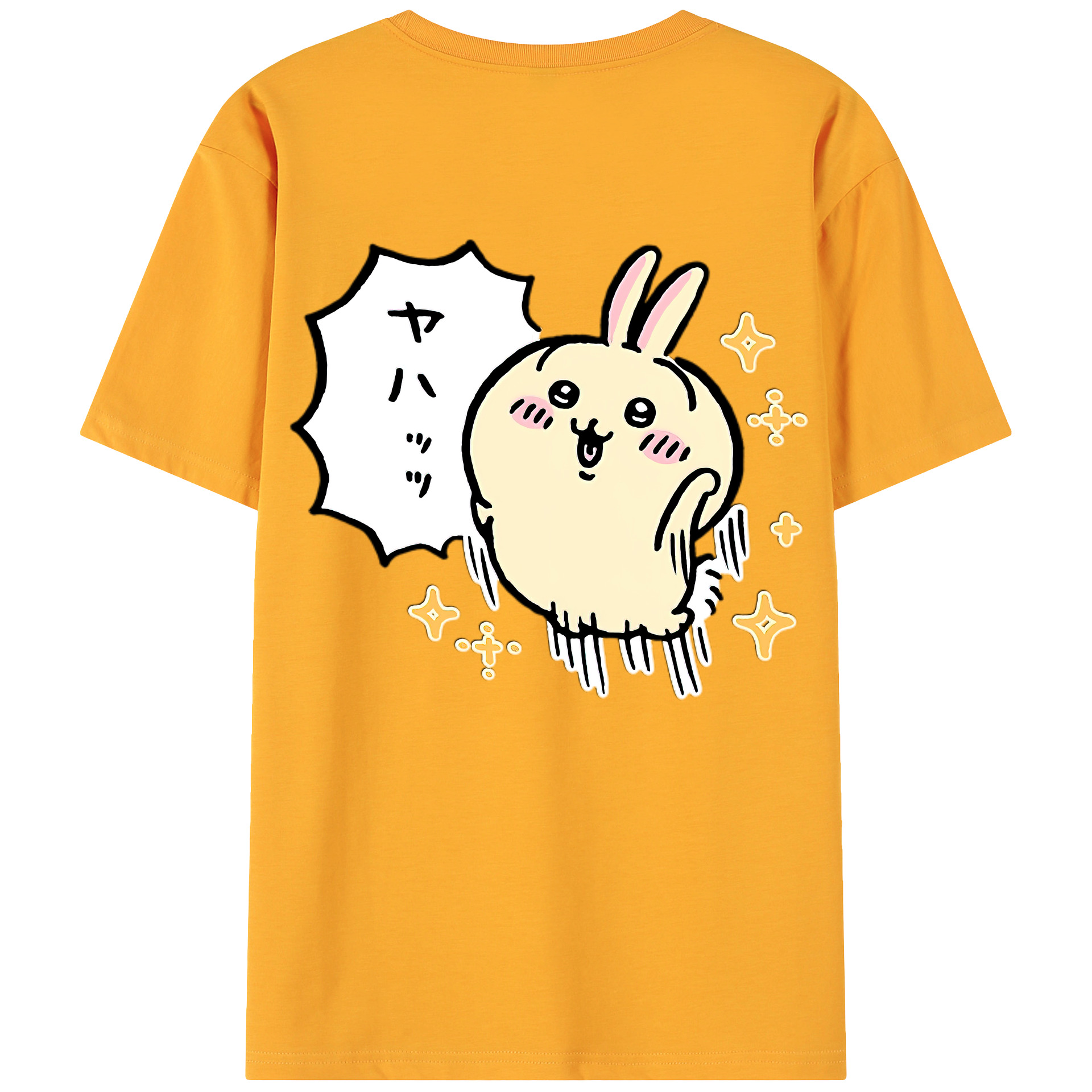 （画像用） ちいかわ うさぎ Chii-kawa usagi 綿100％ メンズ半袖Tシャツ（バックプリント） 通気性