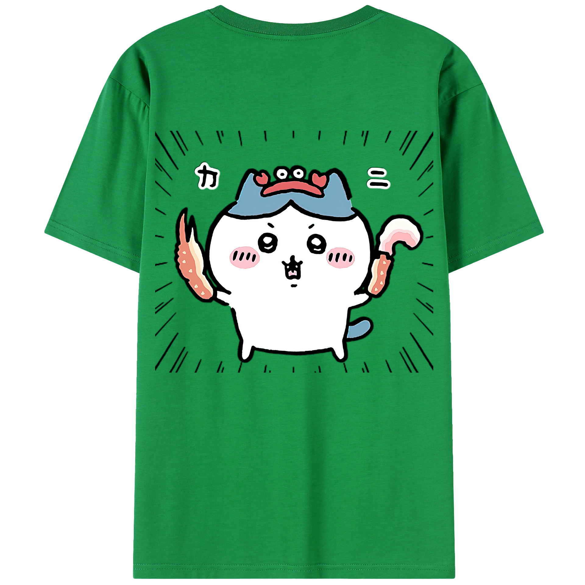 （画像用） ちいかわ ハチワレ Chii-kawa hachiware 綿100％ メンズ半袖Tシャツ（バックプリント） 通気性