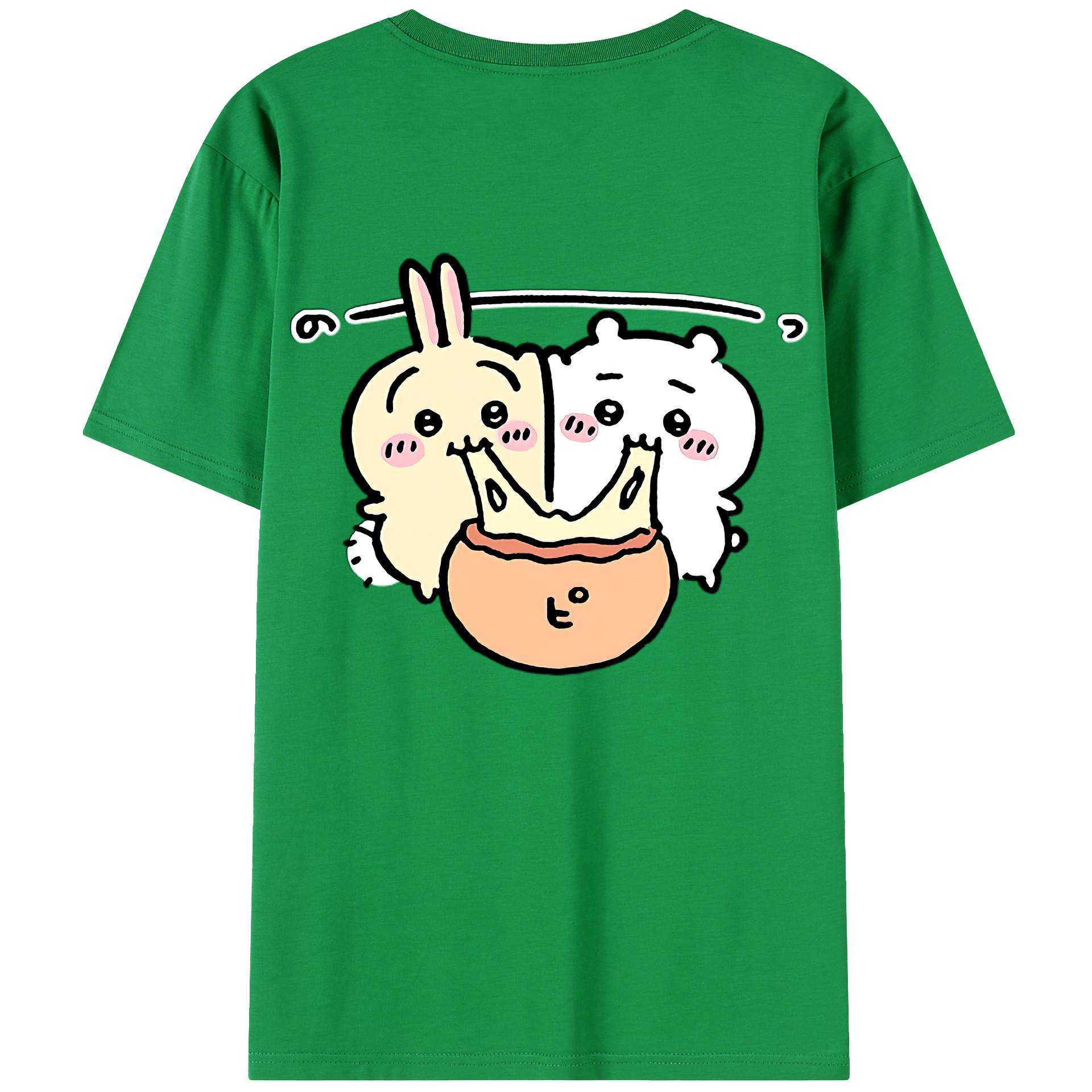 （画像用） ちいかわ うさぎ Chii-kawa usagi 綿100％ メンズ半袖Tシャツ（バックプリント） 通気性
