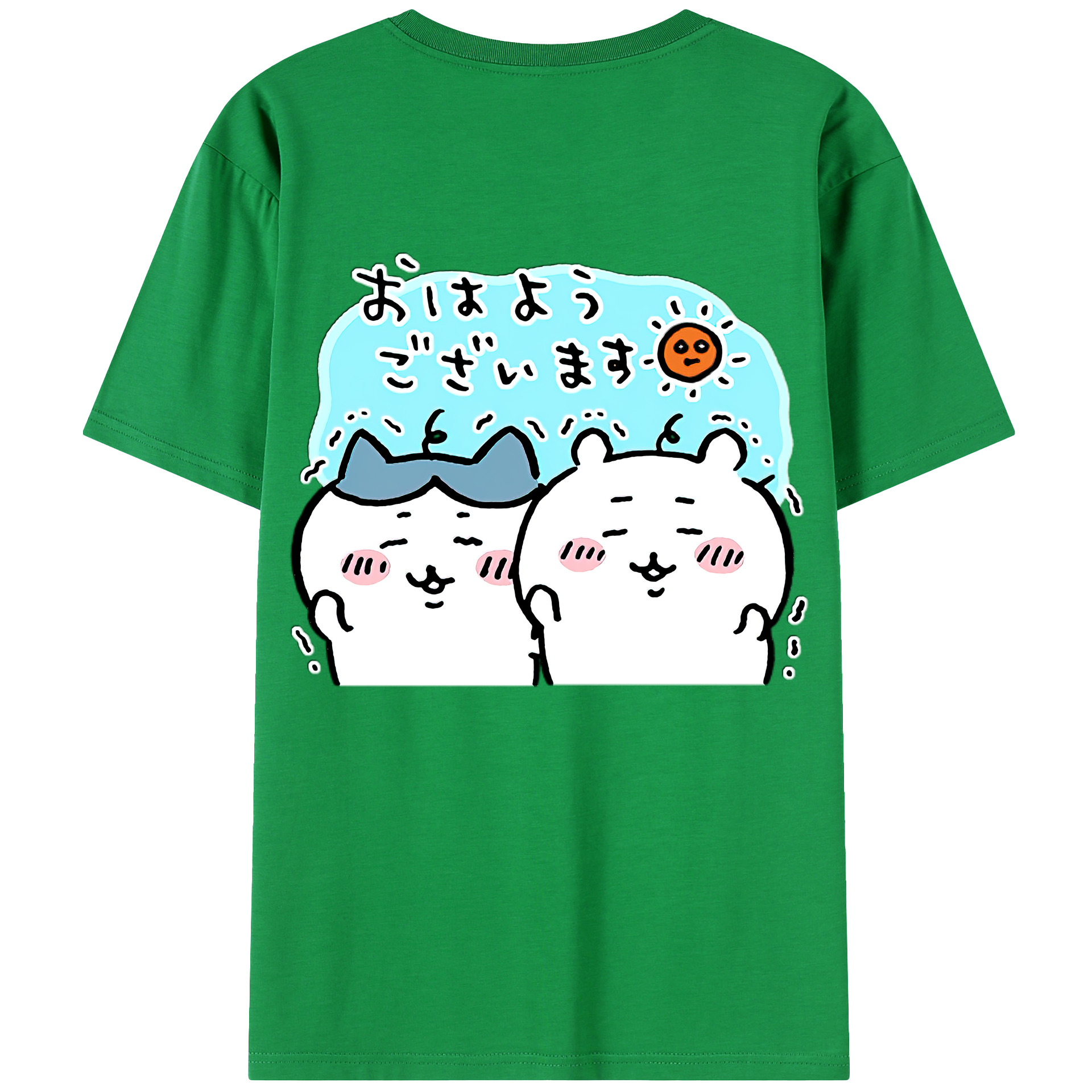 （画像用） ちいかわ ハチワレ Chii-kawa hachiware 綿100％ メンズ半袖Tシャツ（バックプリント） 通気性