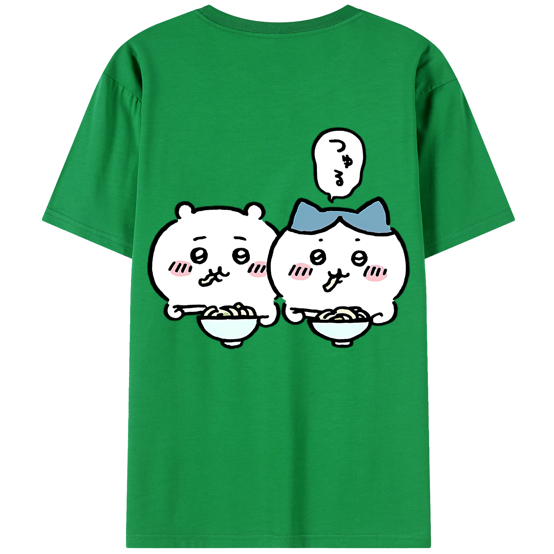 （画像用） ちいかわ ハチワレ Chii-kawa hachiware 綿100％ メンズ半袖Tシャツ（バックプリント） 通気性