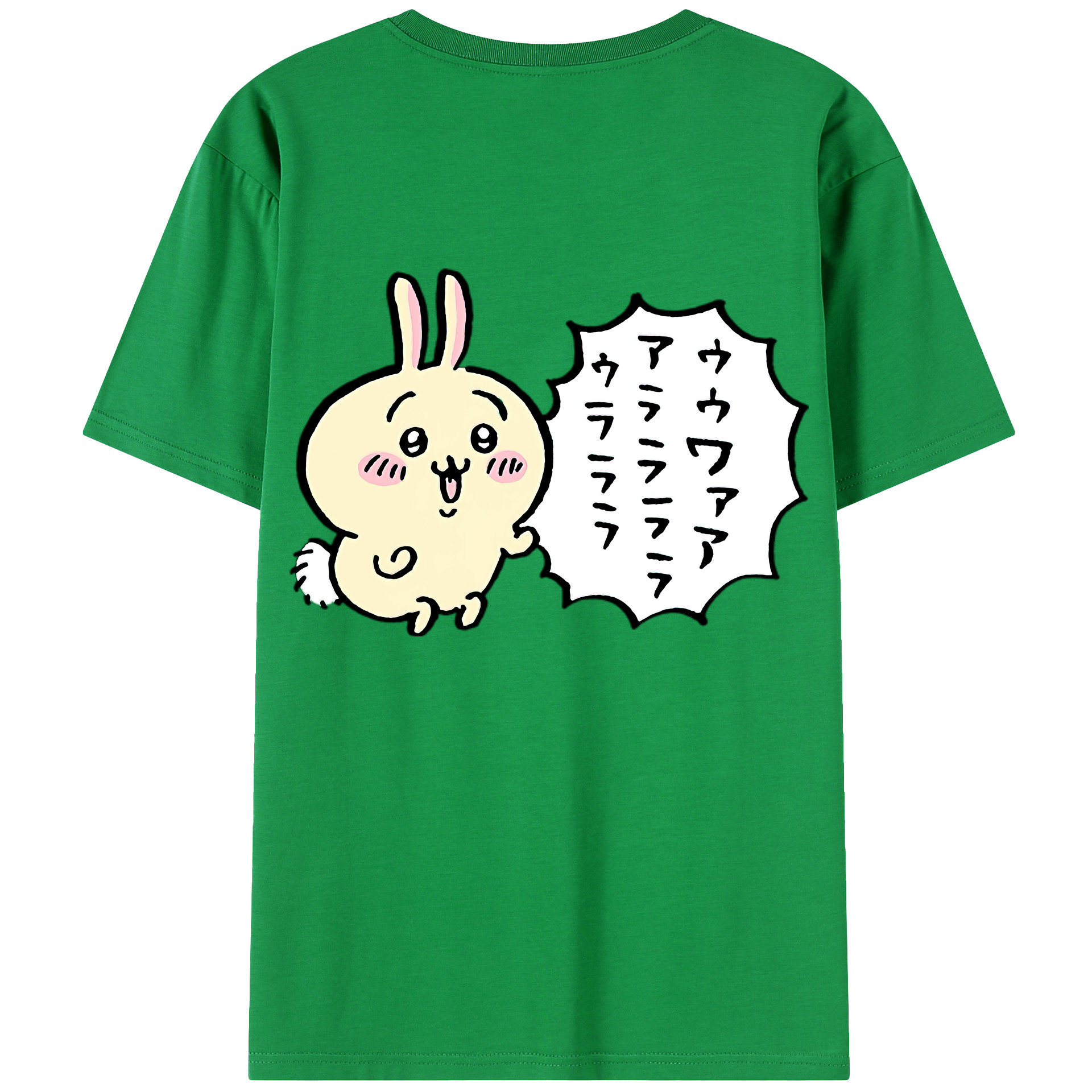 （画像用） ちいかわ うさぎ Chii-kawa usagi 綿100％ メンズ半袖Tシャツ（バックプリント） 通気性