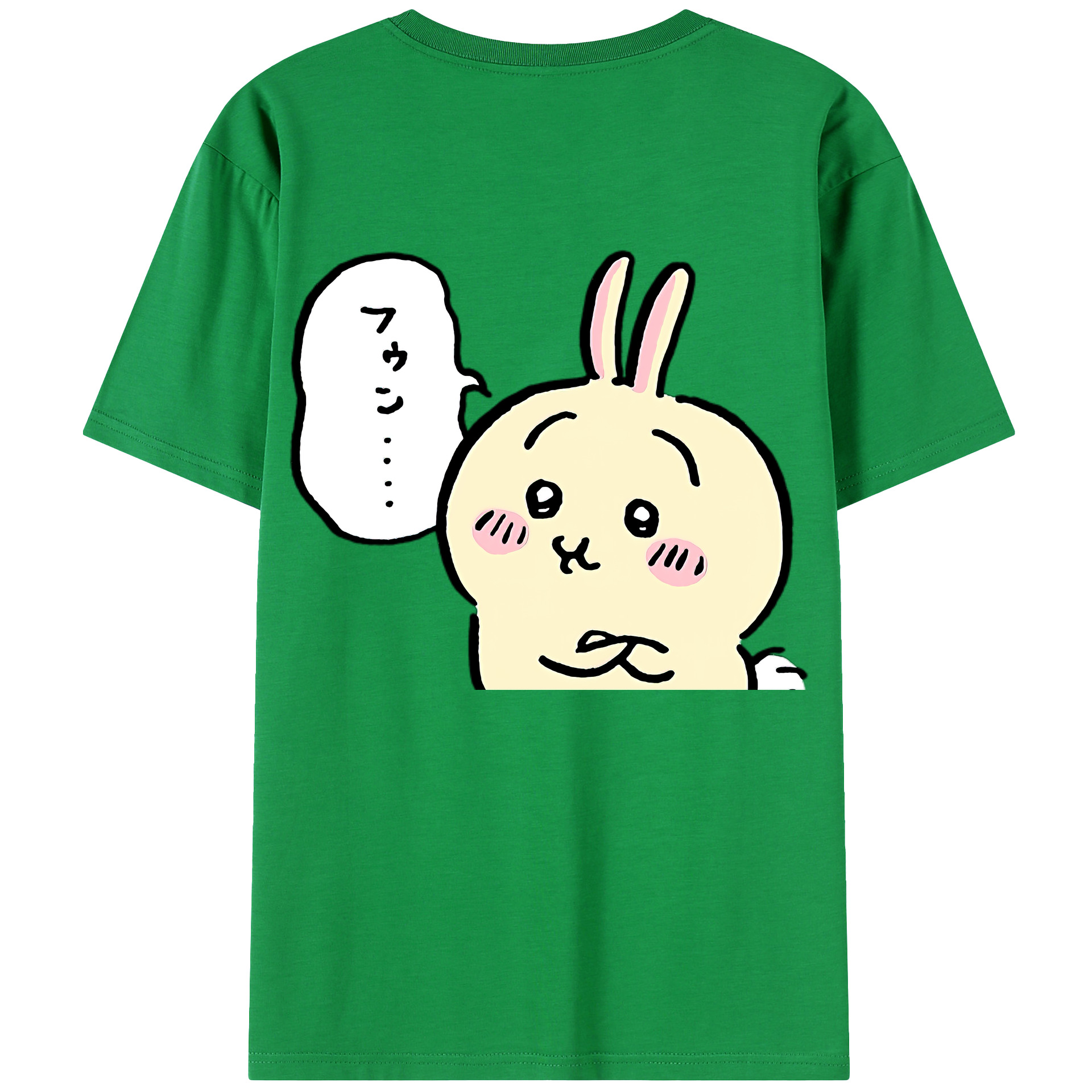 （画像用） ちいかわ うさぎ Chii-kawa usagi 綿100％ メンズ半袖Tシャツ（バックプリント） 通気性