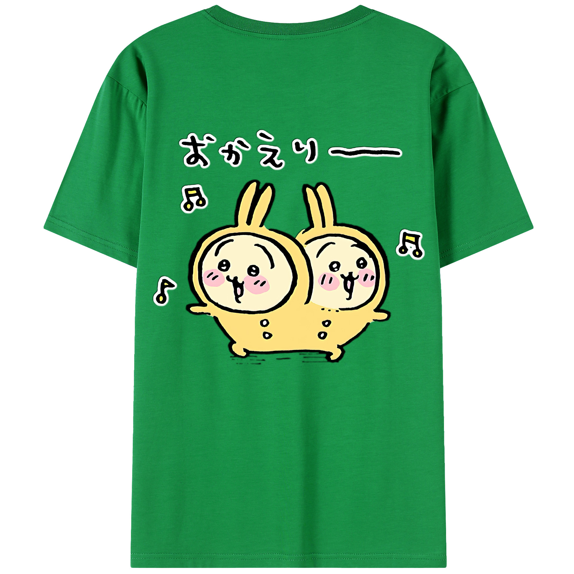 （画像用） ちいかわ うさぎ Chii-kawa usagi 綿100％ メンズ半袖Tシャツ（バックプリント） 通気性