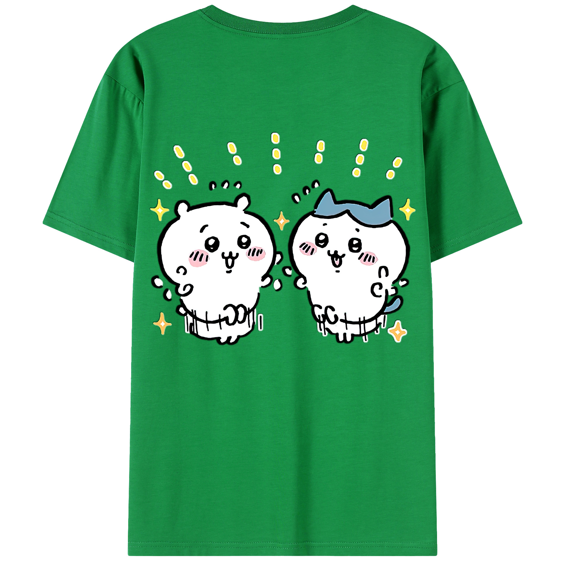 （画像用） ちいかわ ハチワレ Chii-kawa hachiware 綿100％ メンズ半袖Tシャツ（バックプリント） 通気性