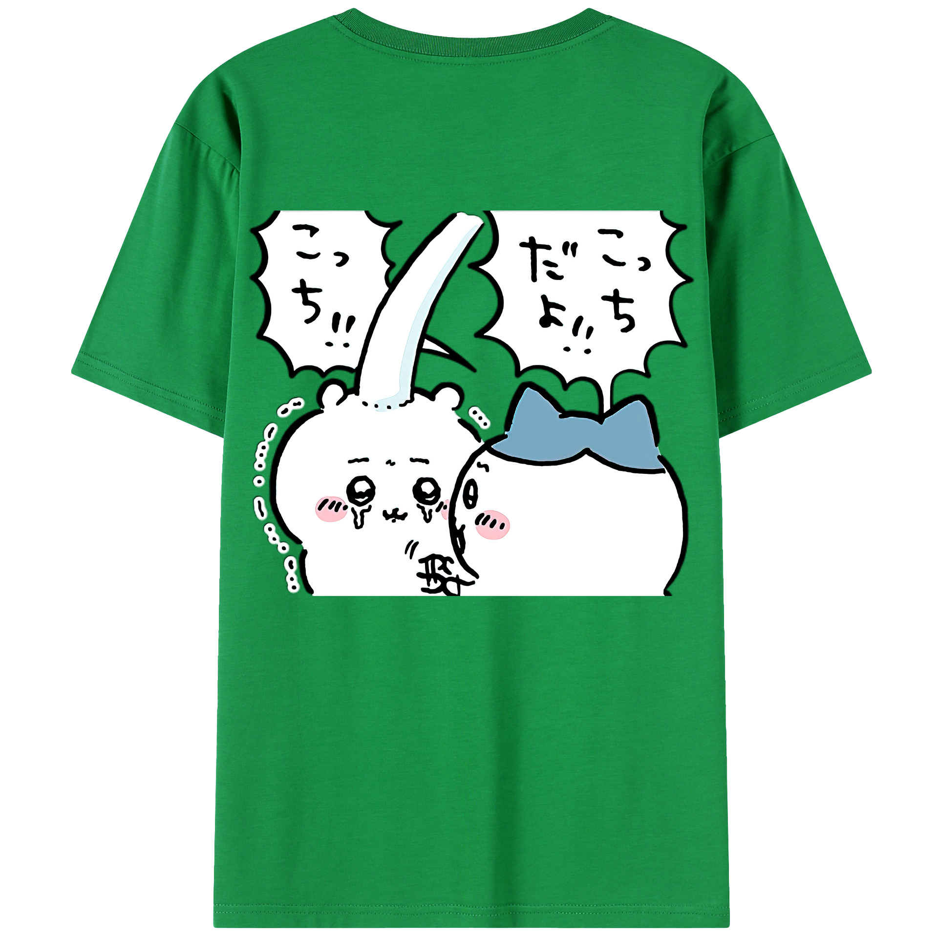 （画像用） ちいかわ ハチワレ Chii-kawa hachiware 綿100％ メンズ半袖Tシャツ（バックプリント） 通気性