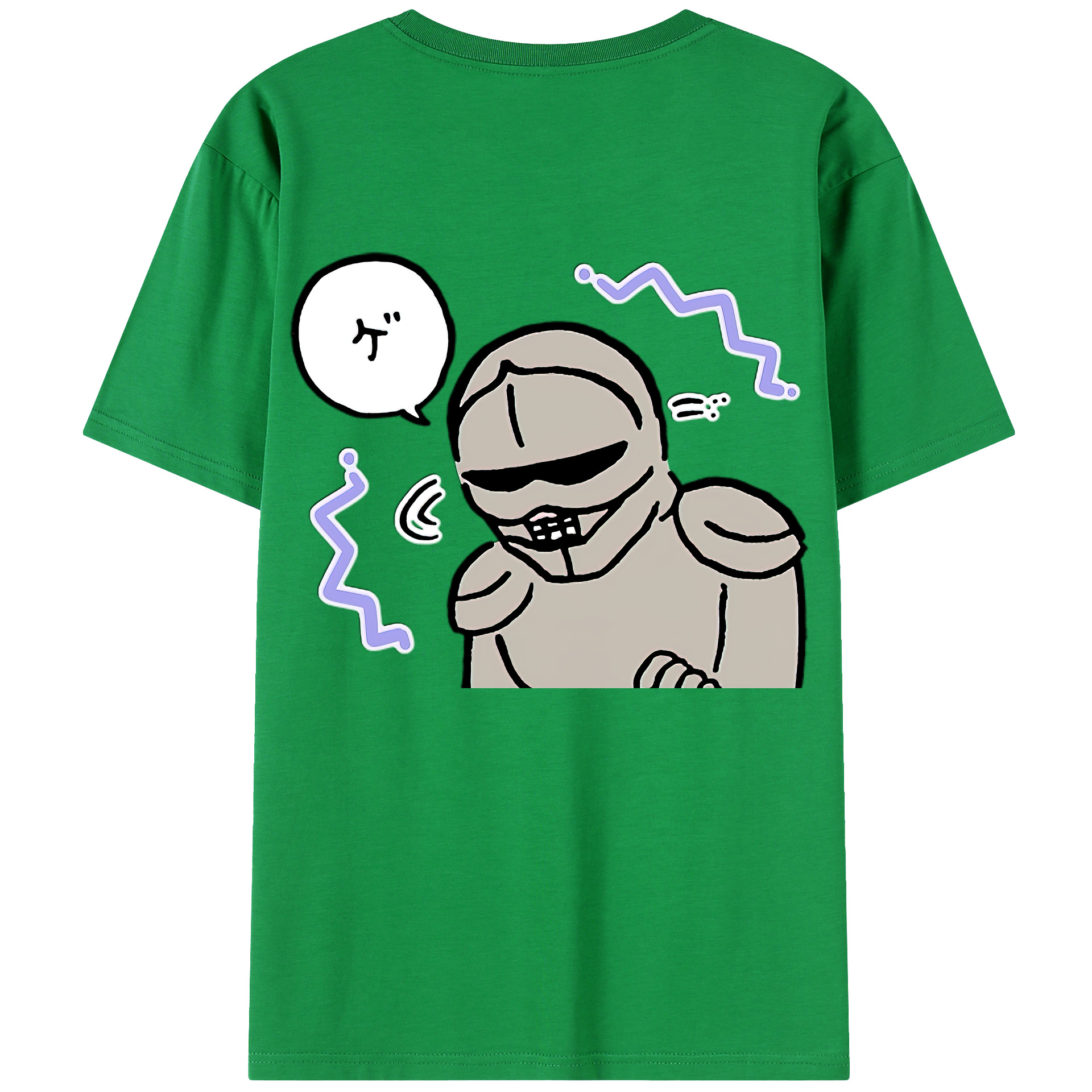 （画像用） ちいかわ 労働の鎧さん Chii-kawa Mr. Armor of Labor 綿100％ メンズ半袖Tシャツ（バックプリント） 通気性