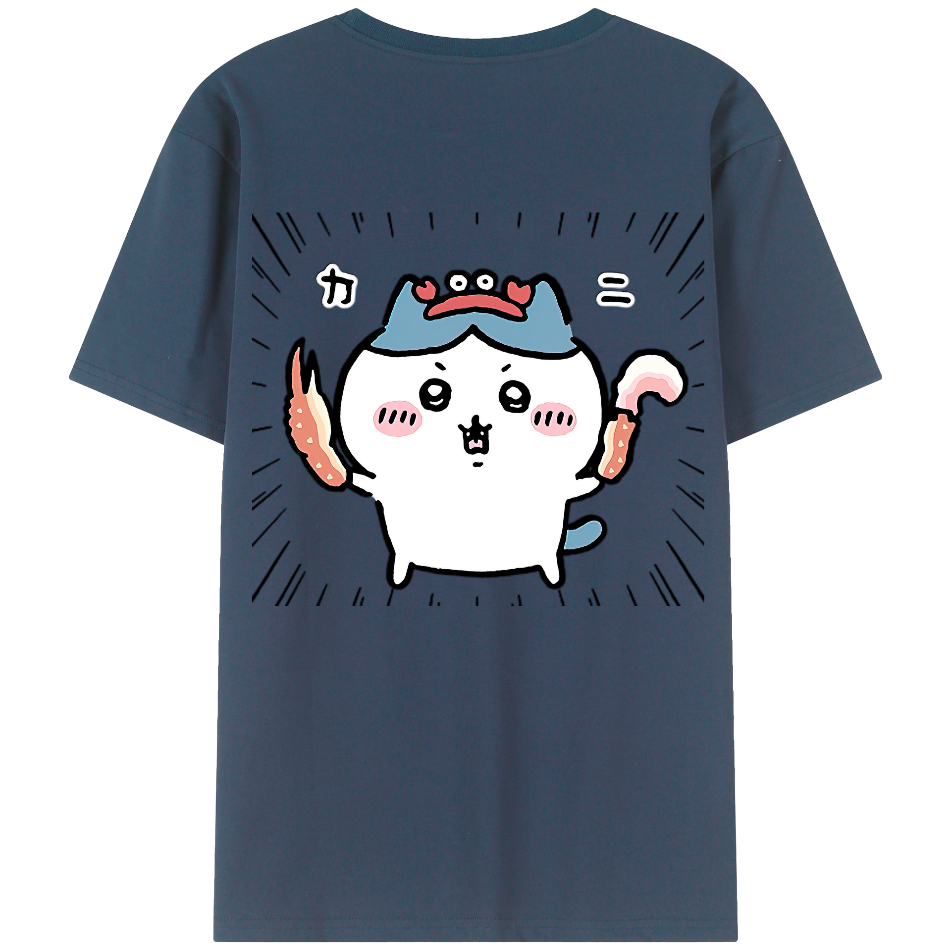 （画像用） ちいかわ ハチワレ Chii-kawa hachiware 綿100％ メンズ半袖Tシャツ（バックプリント） 通気性