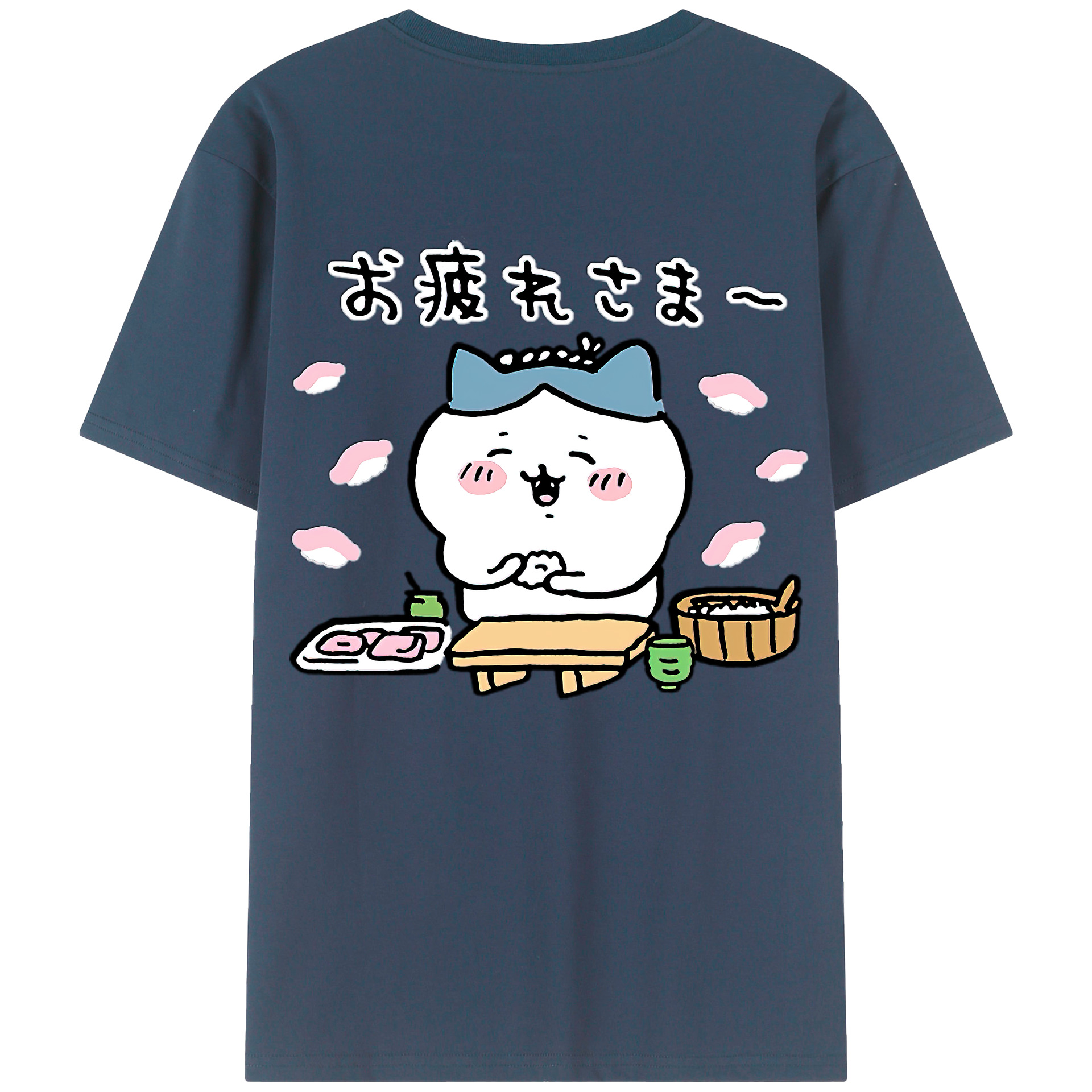 （画像用） ちいかわ ハチワレ Chii-kawa hachiware 綿100％ メンズ半袖Tシャツ（バックプリント） 通気性