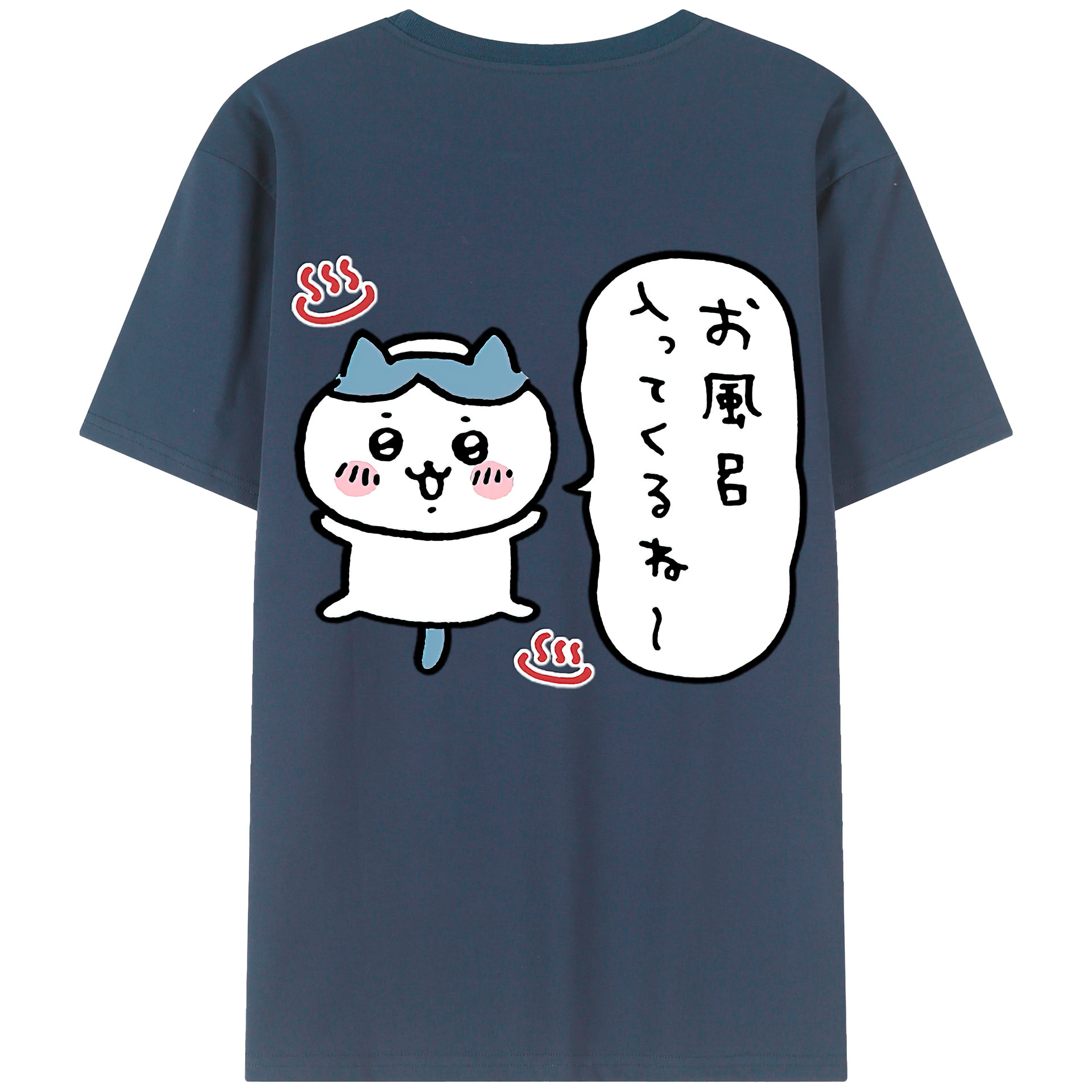 （画像用） ちいかわ ハチワレ Chii-kawa hachiware 綿100％ メンズ半袖Tシャツ（バックプリント） 通気性