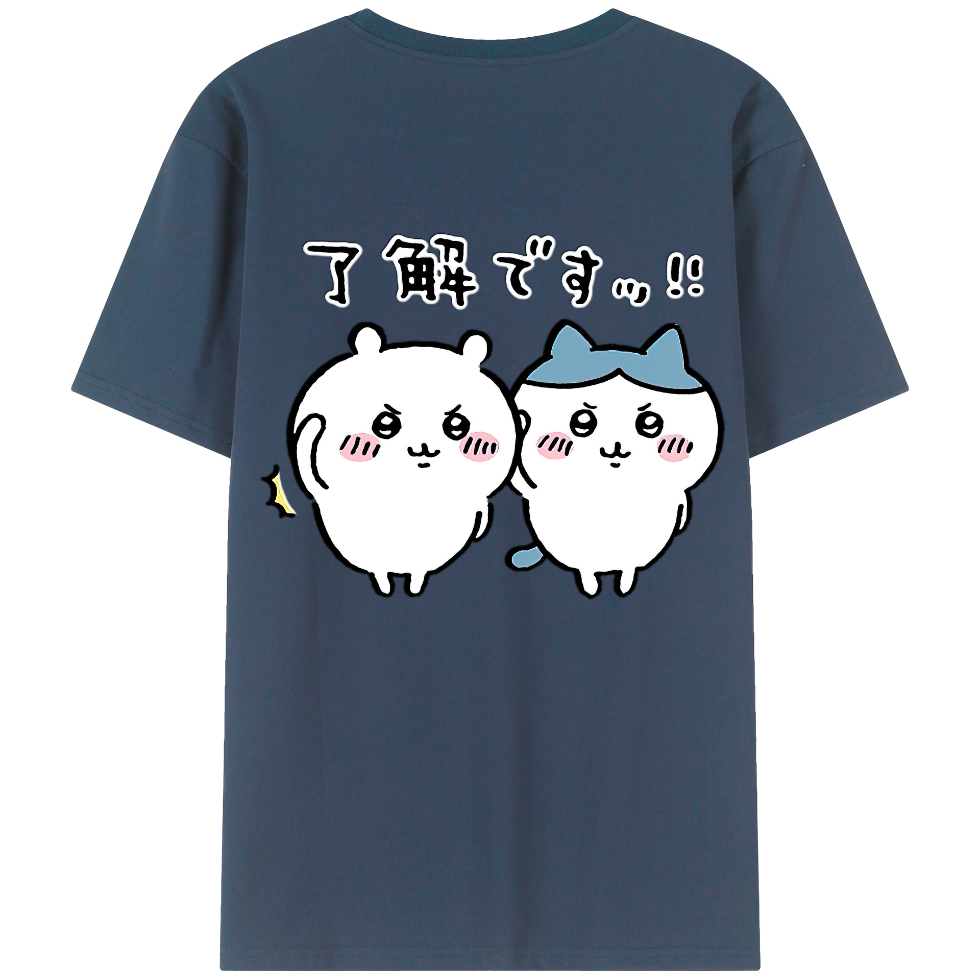 （画像用） ちいかわ ハチワレ Chii-kawa hachiware 綿100％ メンズ半袖Tシャツ（バックプリント） 通気性