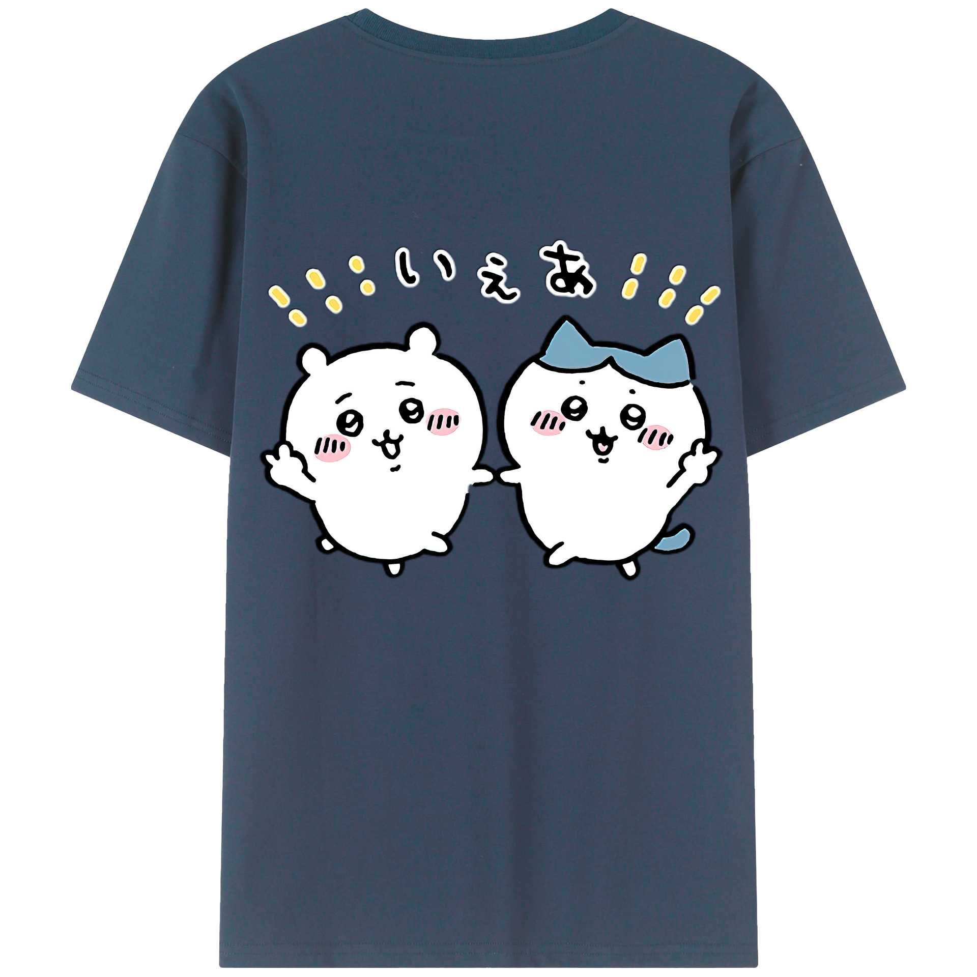 （画像用） ちいかわ ハチワレ Chii-kawa hachiware 綿100％ メンズ半袖Tシャツ（バックプリント） 通気性
