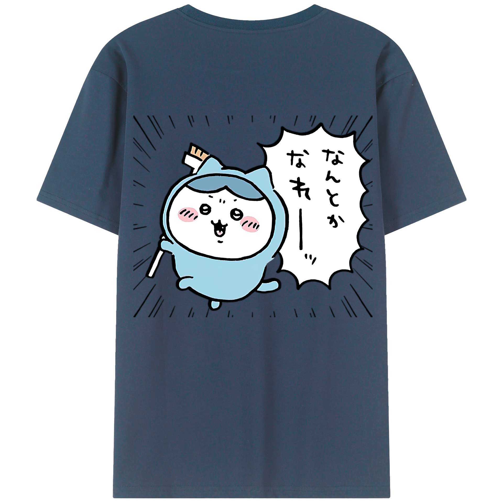 （画像用） ちいかわ ハチワレ Chii-kawa hachiware 綿100％ メンズ半袖Tシャツ（バックプリント） 通気性