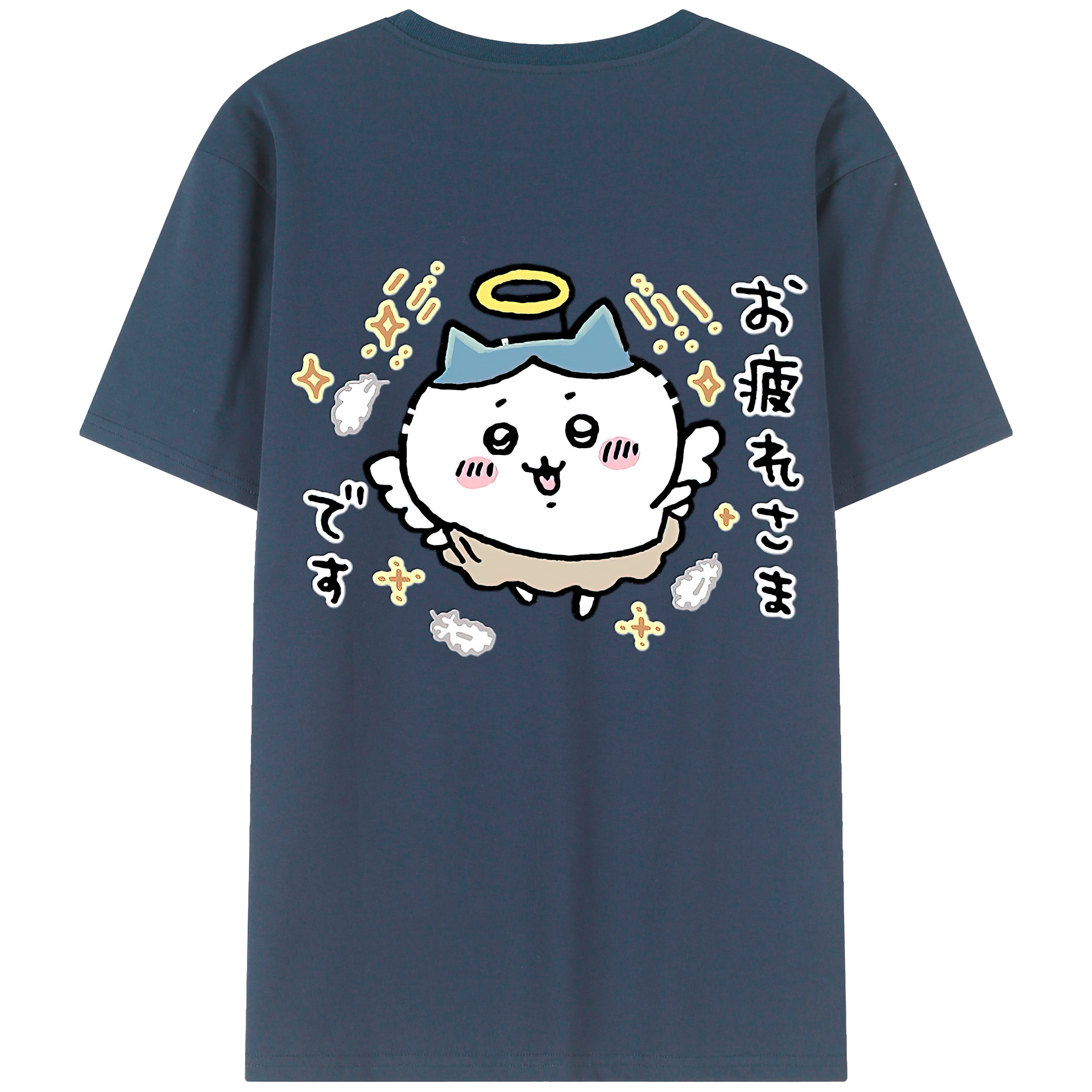（画像用） ちいかわ ハチワレ Chii-kawa hachiware 綿100％ メンズ半袖Tシャツ（バックプリント） 通気性