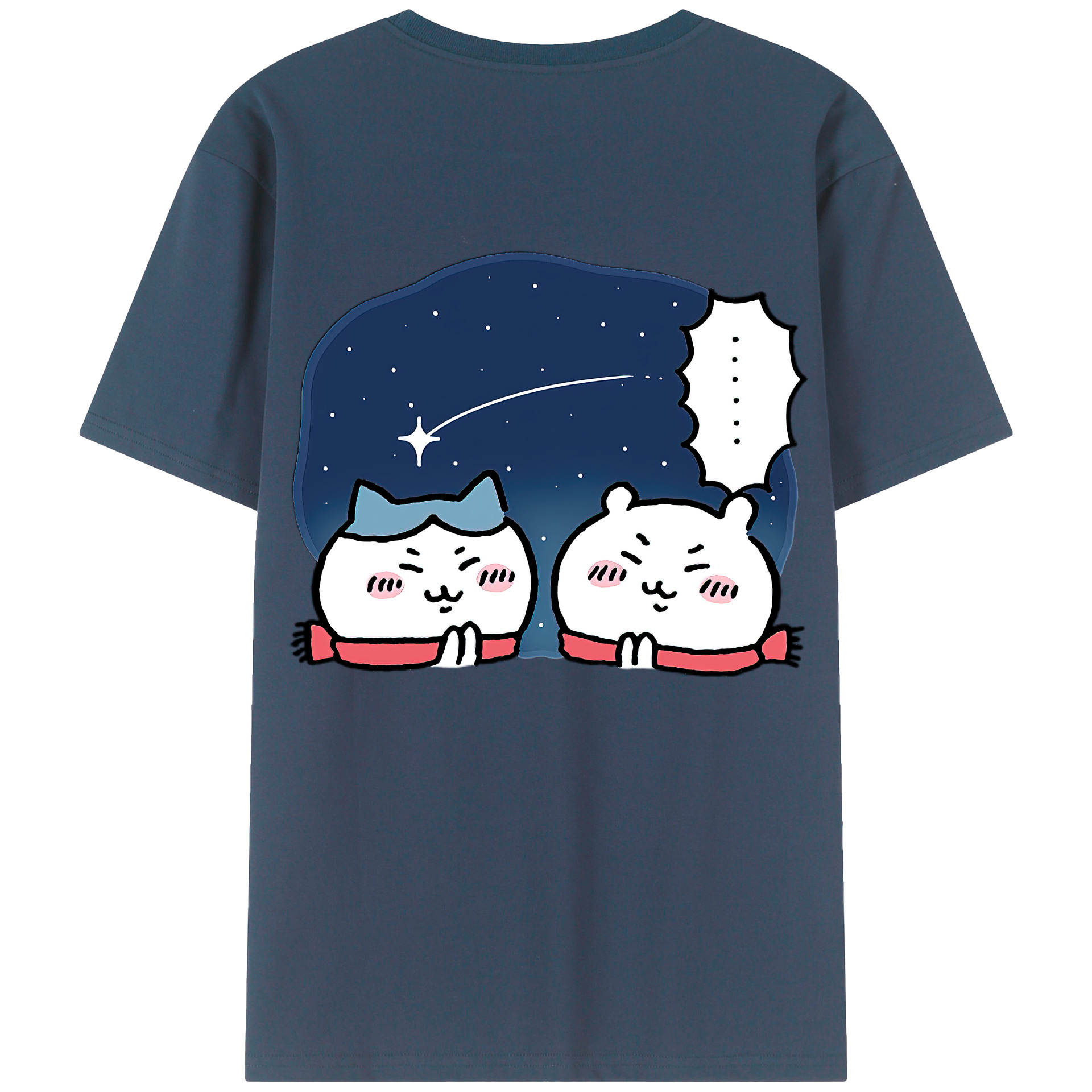 （画像用） ちいかわ ハチワレ Chii-kawa hachiware 綿100％ メンズ半袖Tシャツ（バックプリント） 通気性