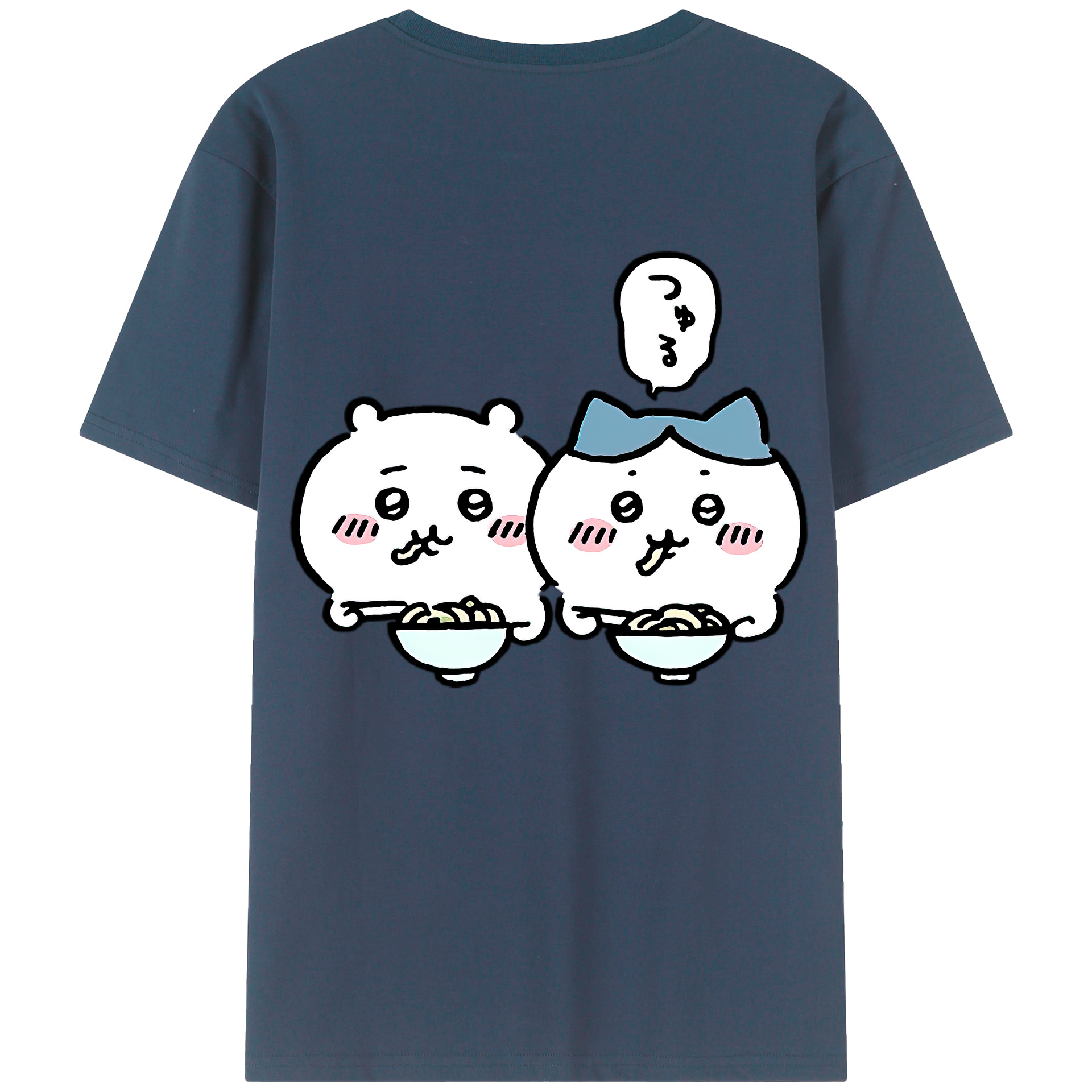 （画像用） ちいかわ ハチワレ Chii-kawa hachiware 綿100％ メンズ半袖Tシャツ（バックプリント） 通気性