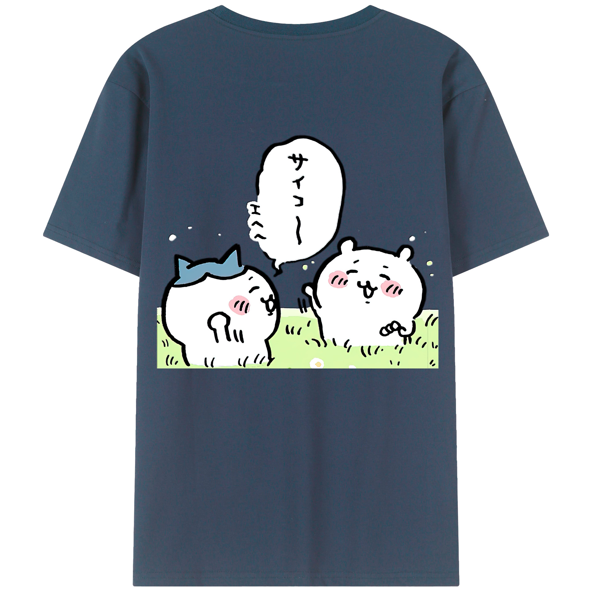 （画像用） ちいかわ ちいかわ Chii-kawa chiikawa 綿100％ メンズ半袖Tシャツ（バックプリント） 通気性
