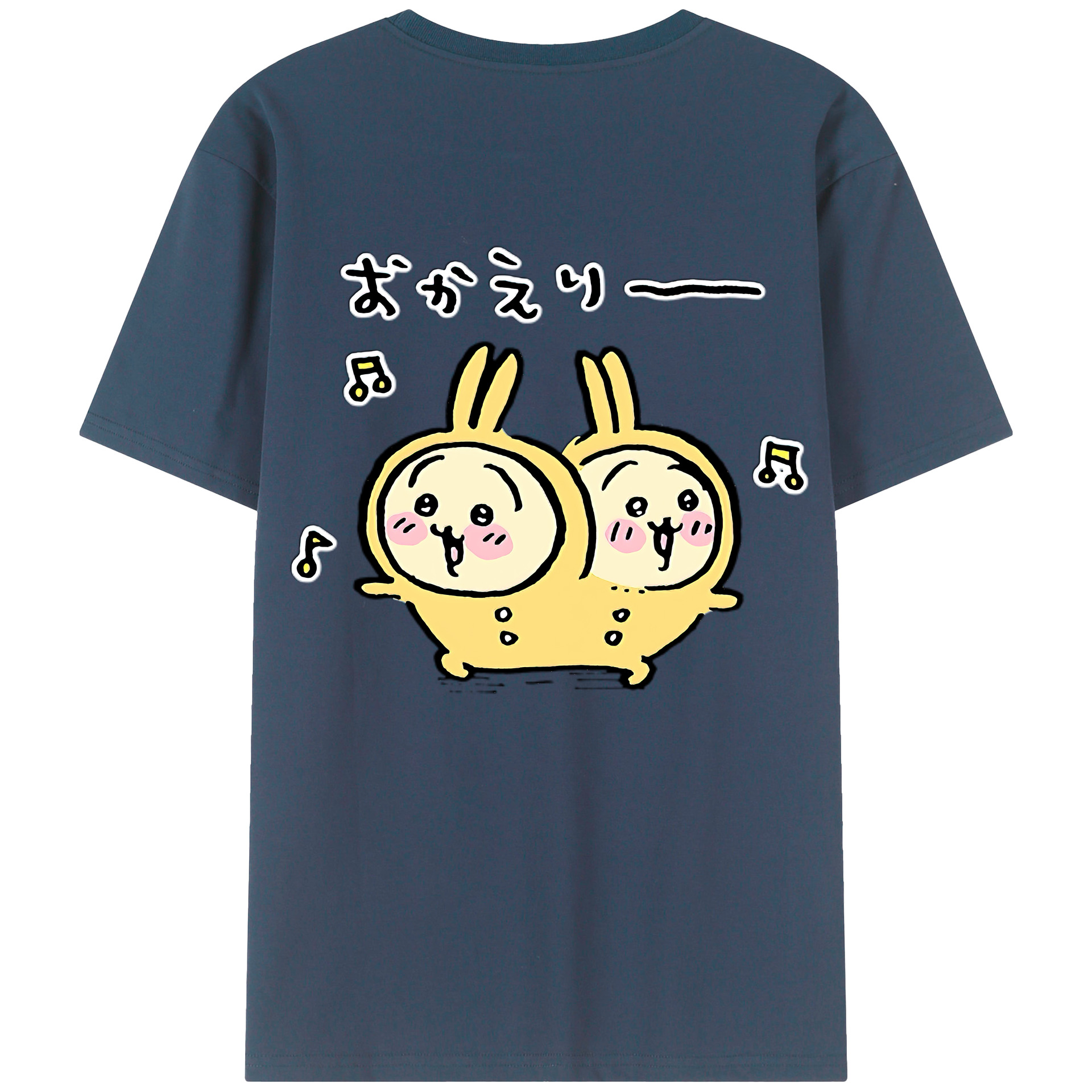 （画像用） ちいかわ うさぎ Chii-kawa usagi 綿100％ メンズ半袖Tシャツ（バックプリント） 通気性