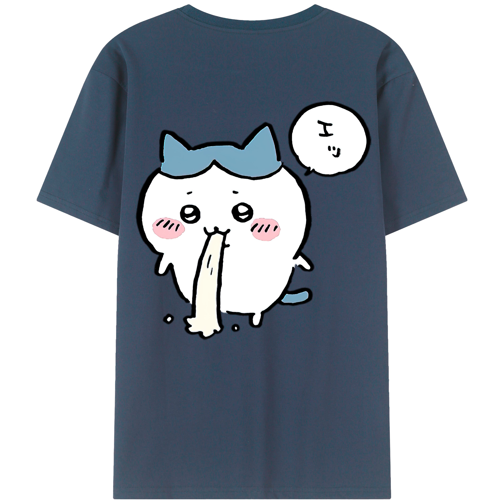 （画像用） ちいかわ ハチワレ Chii-kawa hachiware 綿100％ メンズ半袖Tシャツ（バックプリント） 通気性