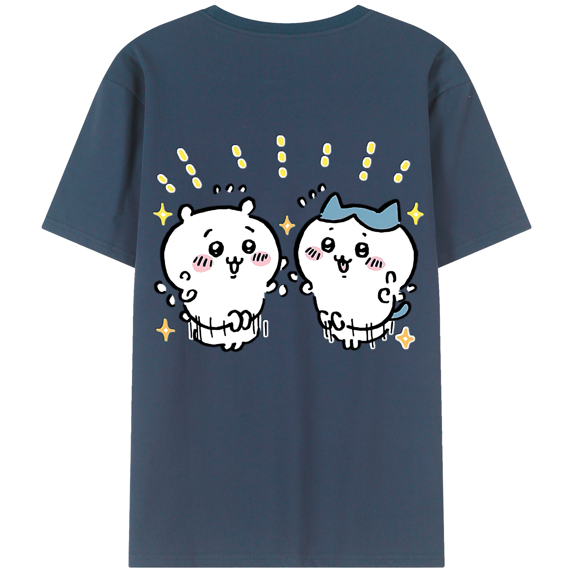 （画像用） ちいかわ ハチワレ Chii-kawa hachiware 綿100％ メンズ半袖Tシャツ（バックプリント） 通気性