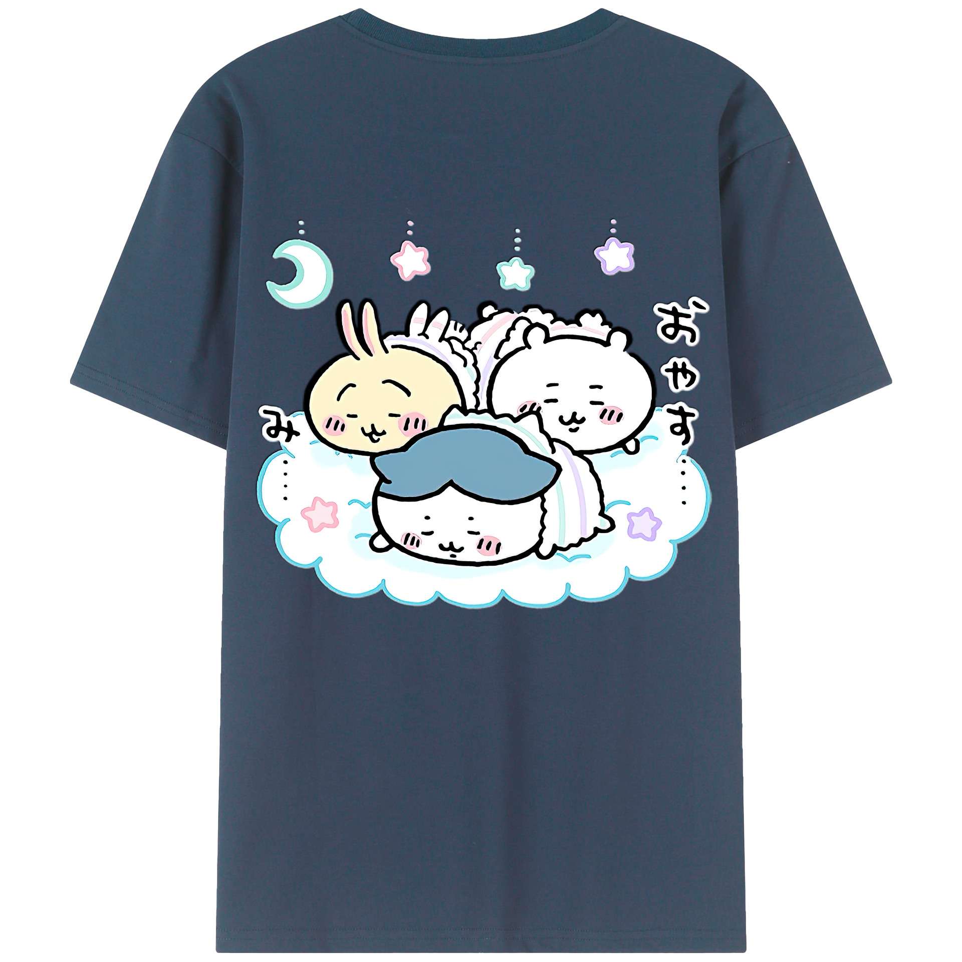 （画像用） ちいかわ ハチワレ Chii-kawa hachiware 綿100％ メンズ半袖Tシャツ（バックプリント） 通気性