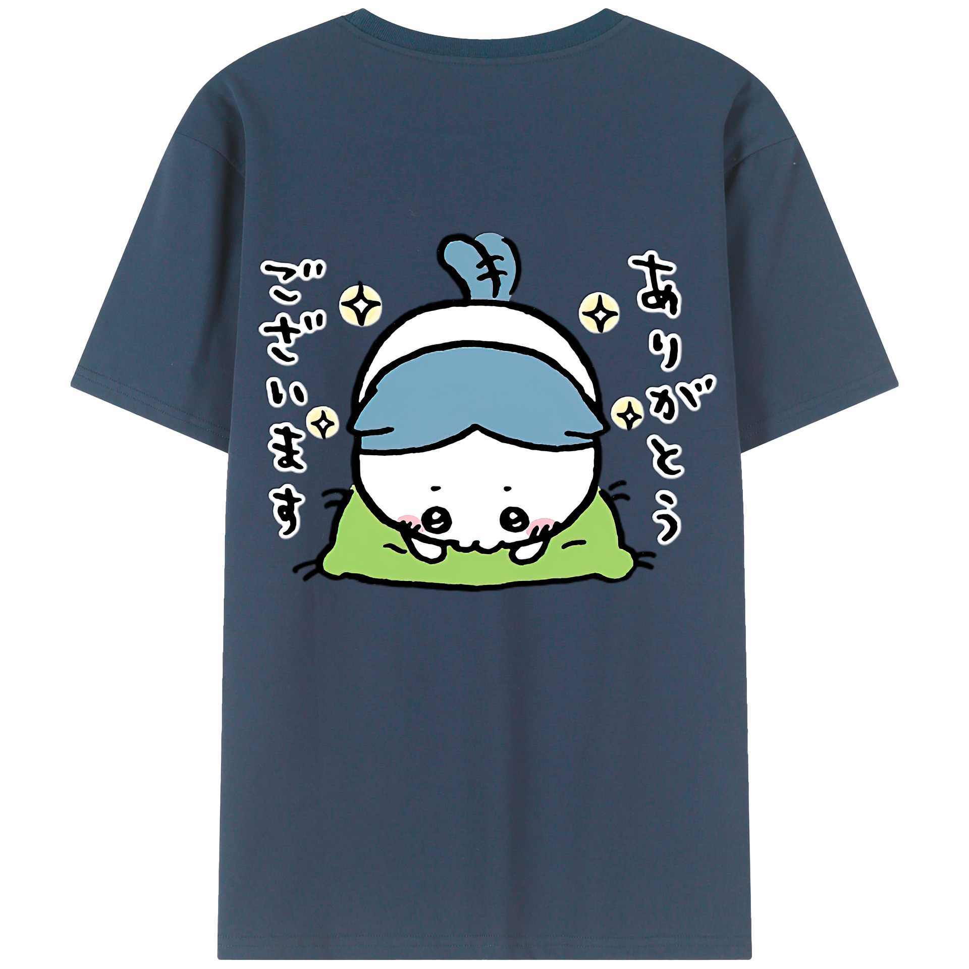 （画像用） ちいかわ ハチワレ Chii-kawa hachiware 綿100％ メンズ半袖Tシャツ（バックプリント） 通気性