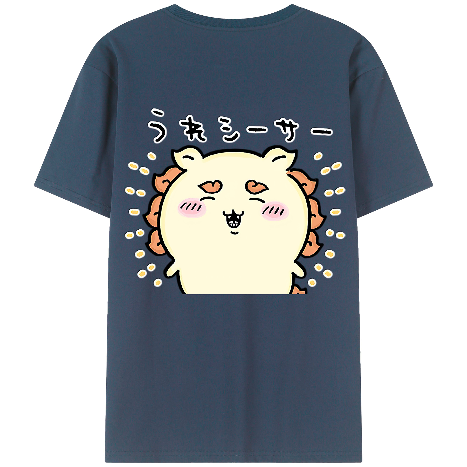 （画像用） ちいかわ シーサー Chii-kawa Shisa 綿100％ メンズ半袖Tシャツ（バックプリント） 通気性