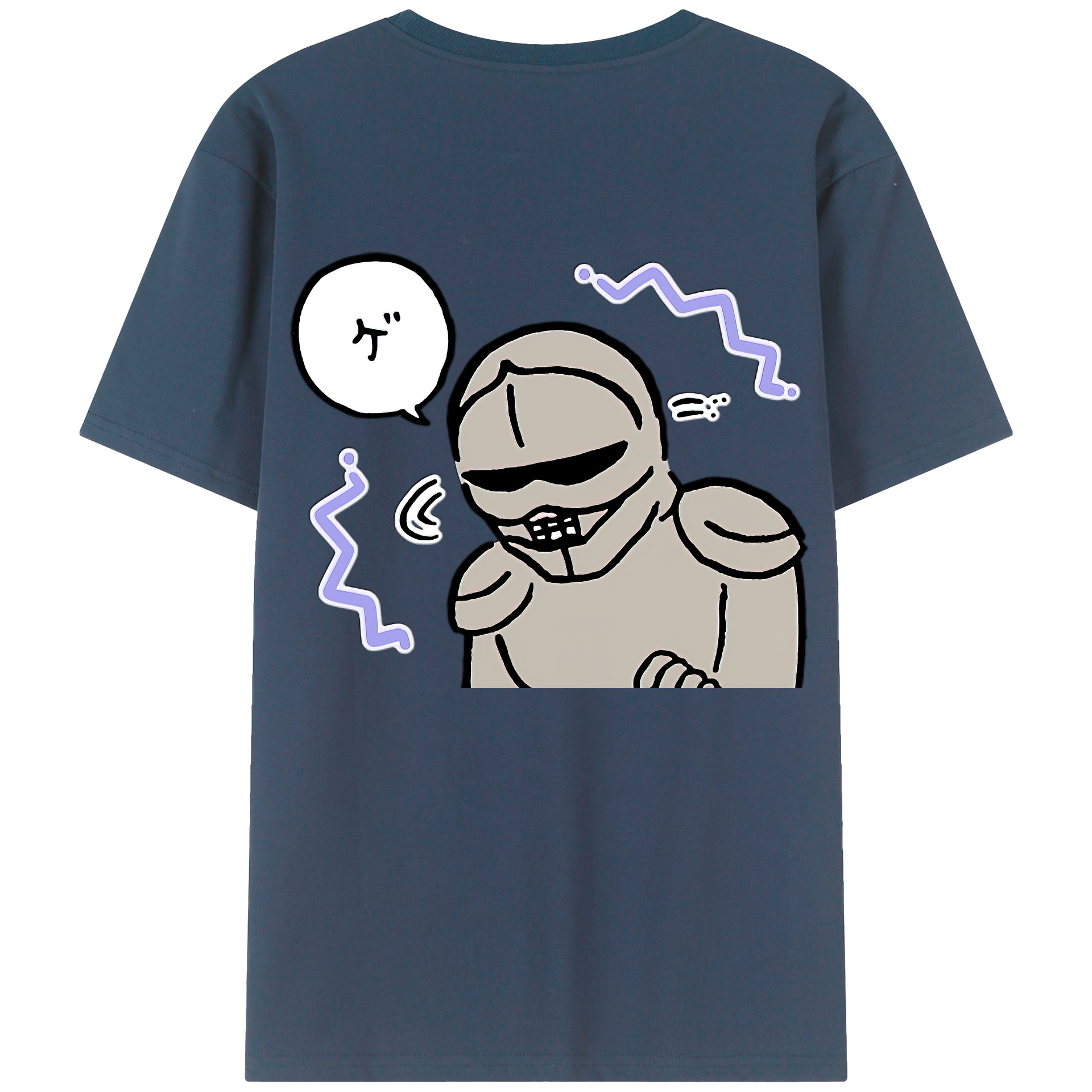（画像用） ちいかわ 労働の鎧さん Chii-kawa Mr. Armor of Labor 綿100％ メンズ半袖Tシャツ（バックプリント） 通気性