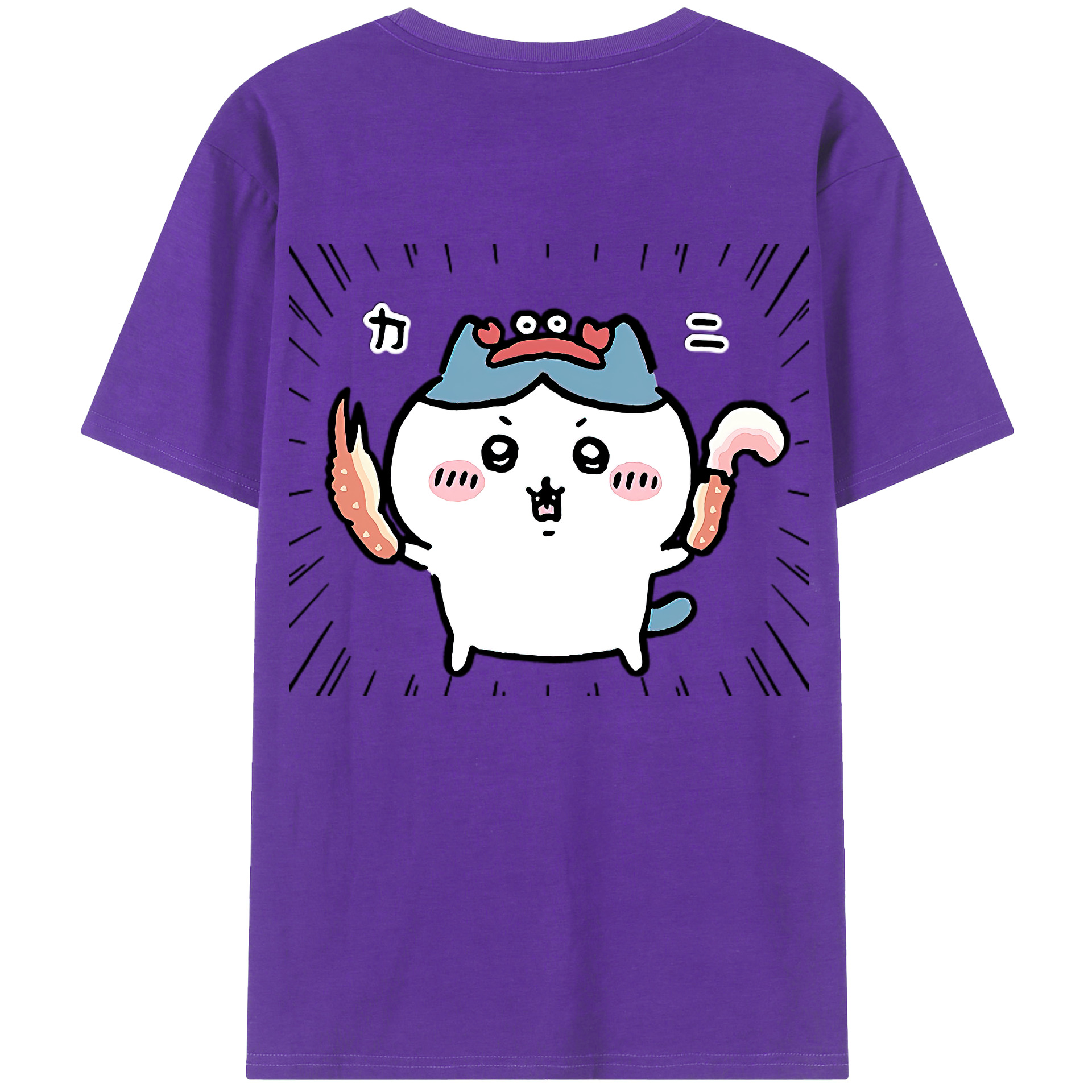 （画像用） ちいかわ ハチワレ Chii-kawa hachiware 綿100％ メンズ半袖Tシャツ（バックプリント） 通気性
