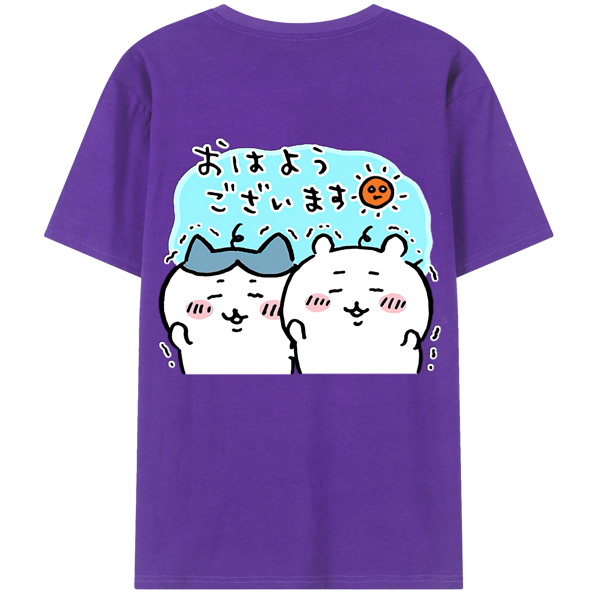 （画像用） ちいかわ ハチワレ Chii-kawa hachiware 綿100％ メンズ半袖Tシャツ（バックプリント） 通気性