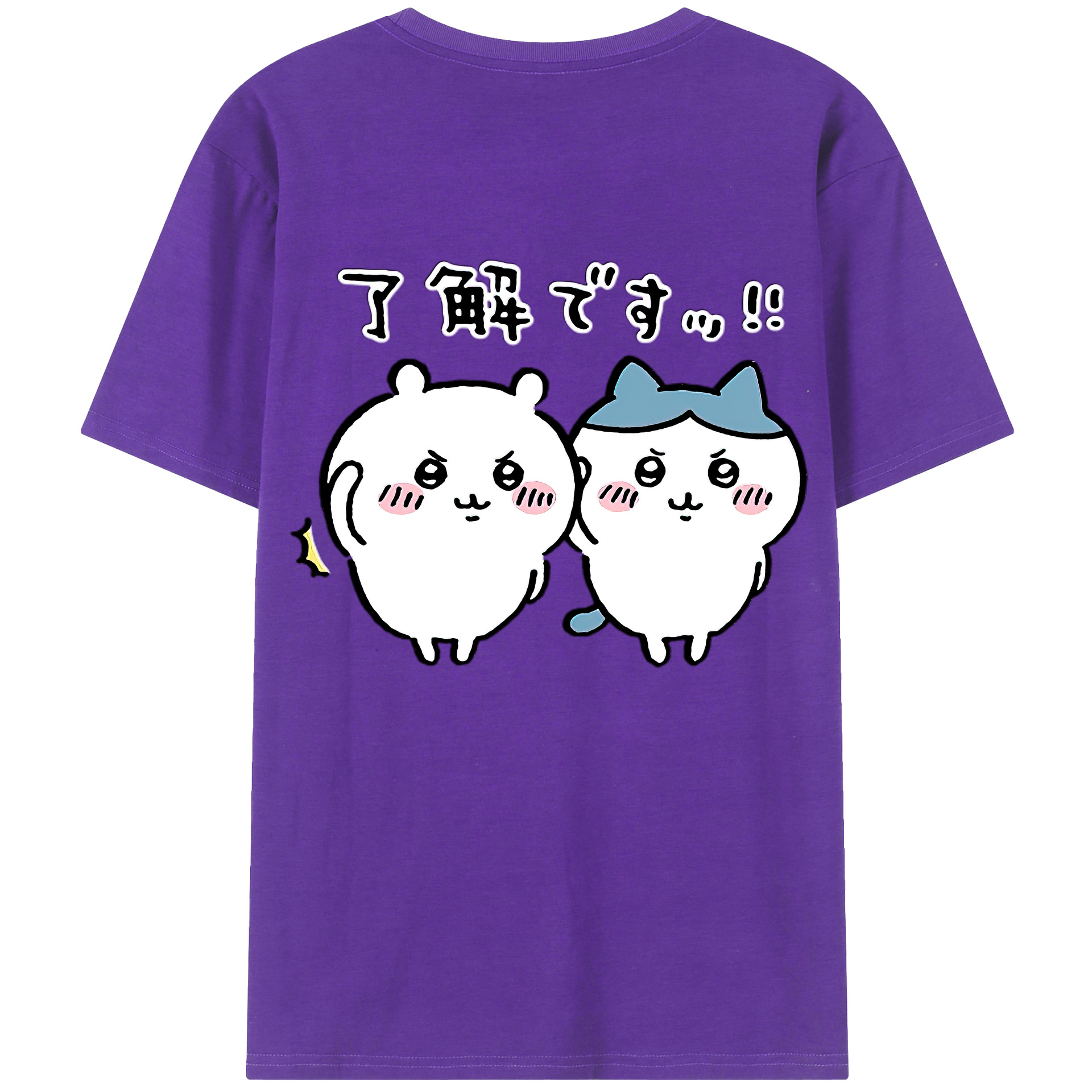 （画像用） ちいかわ ハチワレ Chii-kawa hachiware 綿100％ メンズ半袖Tシャツ（バックプリント） 通気性
