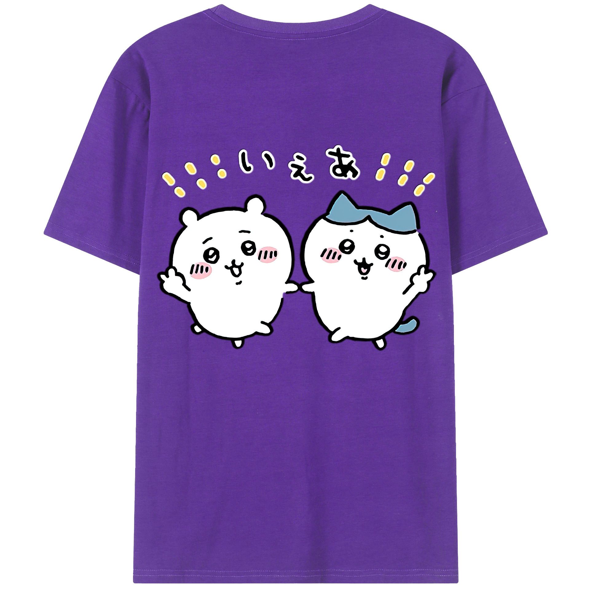 （画像用） ちいかわ ハチワレ Chii-kawa hachiware 綿100％ メンズ半袖Tシャツ（バックプリント） 通気性