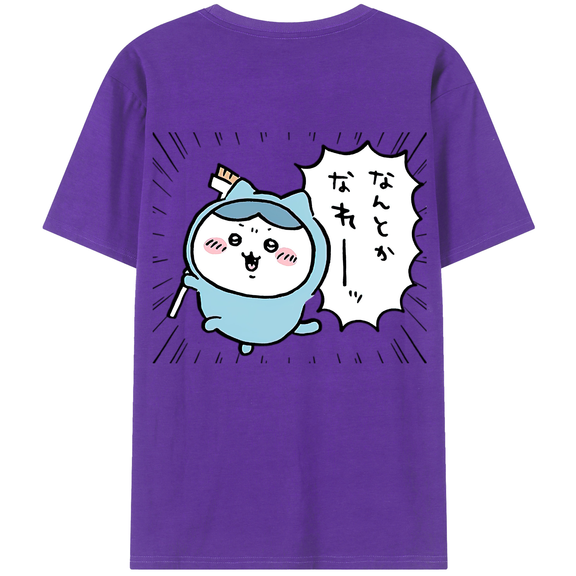 （画像用） ちいかわ ハチワレ Chii-kawa hachiware 綿100％ メンズ半袖Tシャツ（バックプリント） 通気性