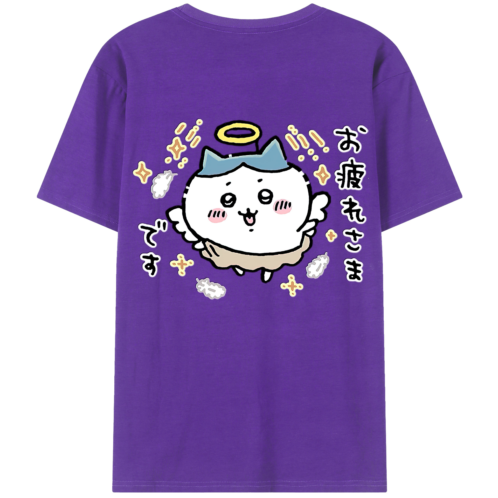 （画像用） ちいかわ ハチワレ Chii-kawa hachiware 綿100％ メンズ半袖Tシャツ（バックプリント） 通気性