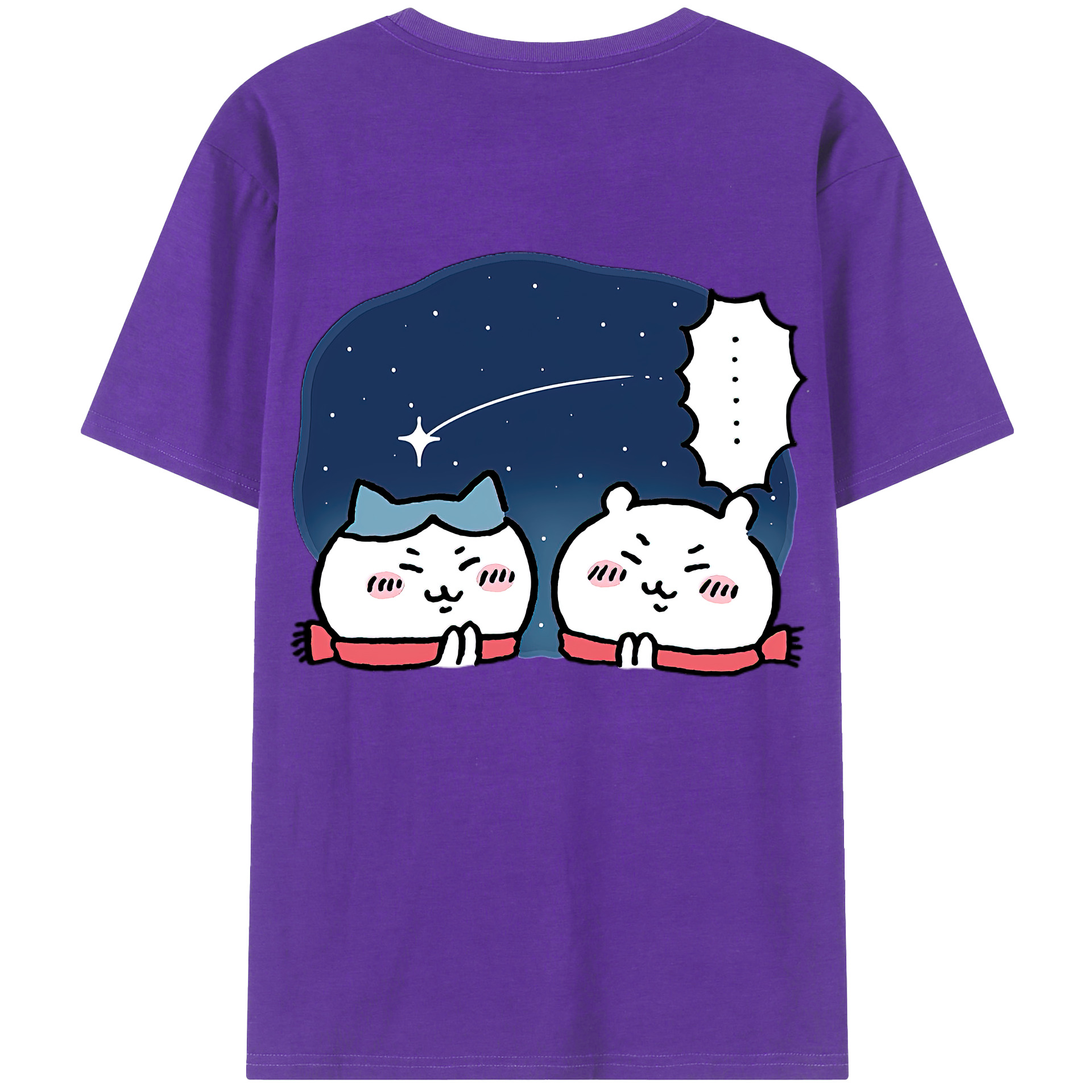 （画像用） ちいかわ ハチワレ Chii-kawa hachiware 綿100％ メンズ半袖Tシャツ（バックプリント） 通気性