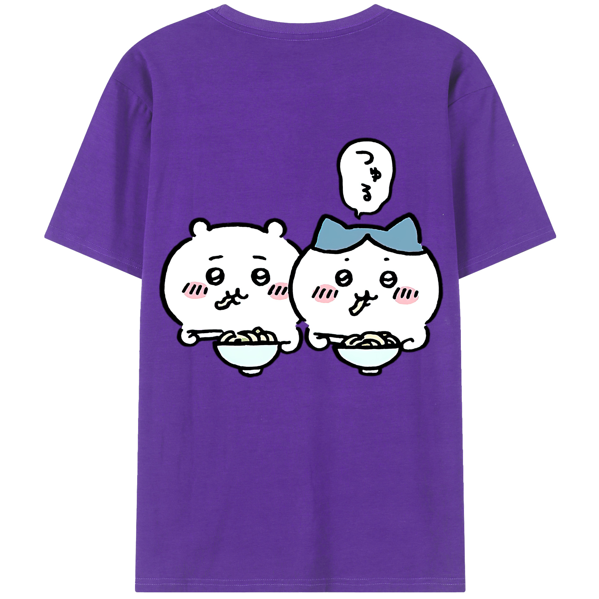 （画像用） ちいかわ ハチワレ Chii-kawa hachiware 綿100％ メンズ半袖Tシャツ（バックプリント） 通気性
