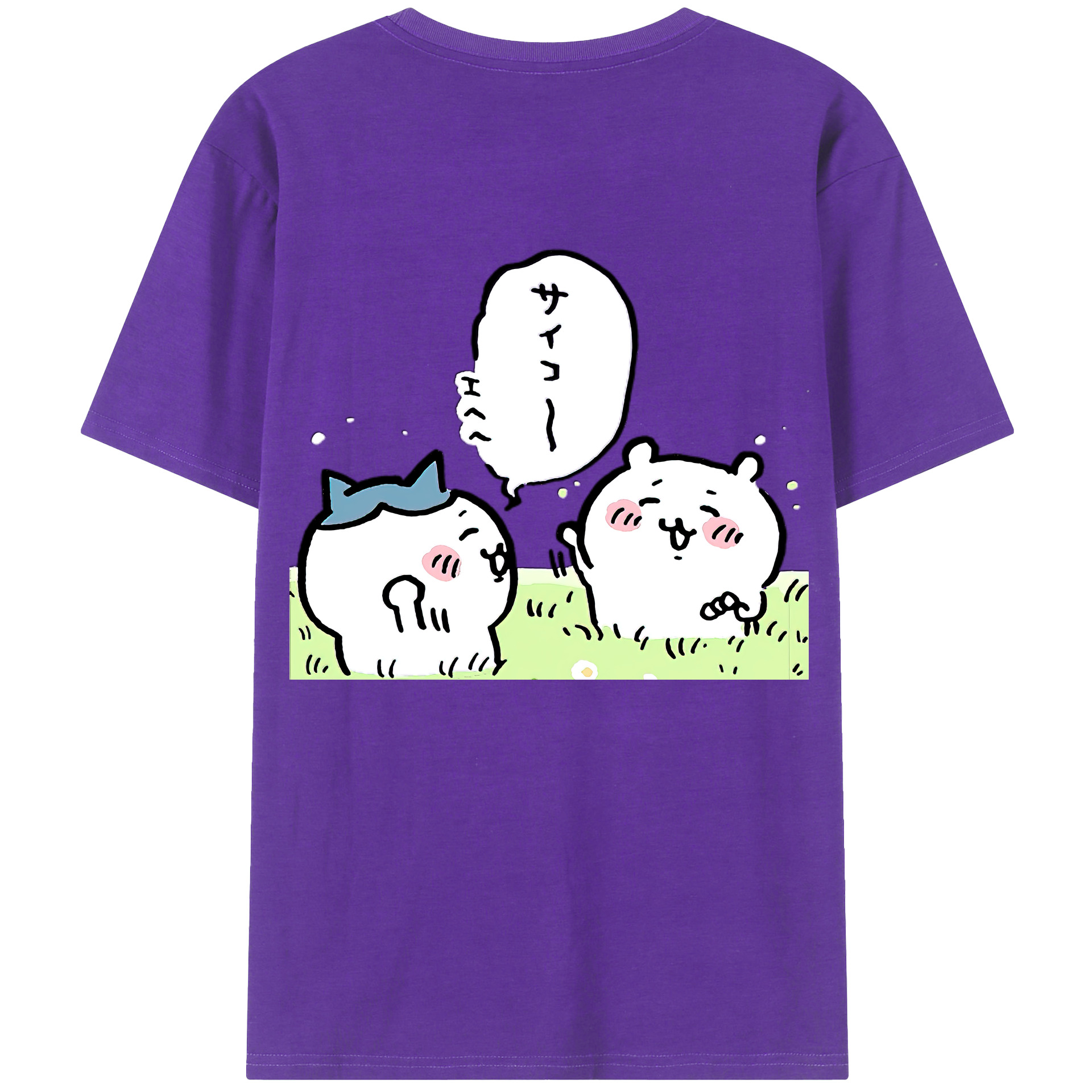 （画像用） ちいかわ ちいかわ Chii-kawa chiikawa 綿100％ メンズ半袖Tシャツ（バックプリント） 通気性