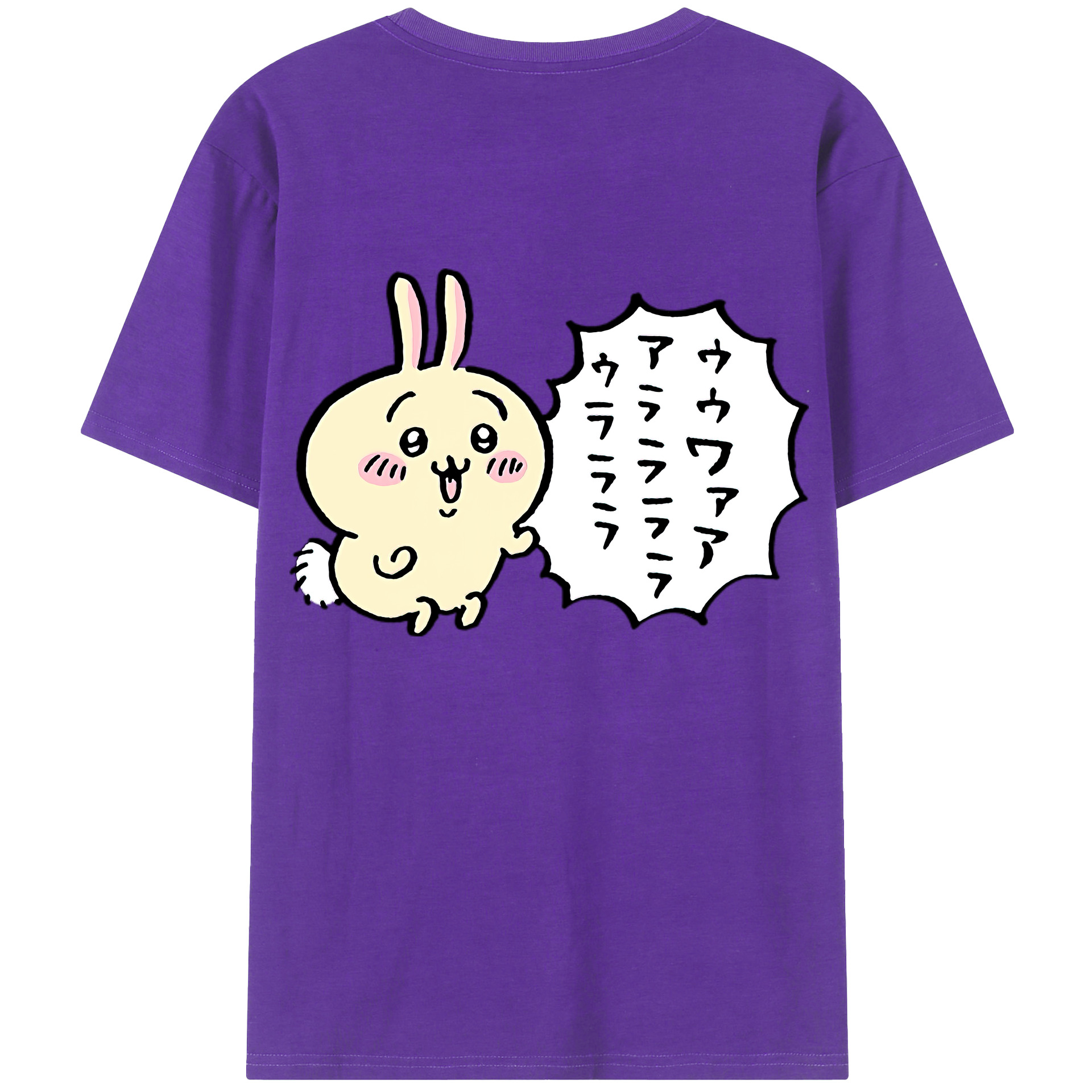 （画像用） ちいかわ うさぎ Chii-kawa usagi 綿100％ メンズ半袖Tシャツ（バックプリント） 通気性