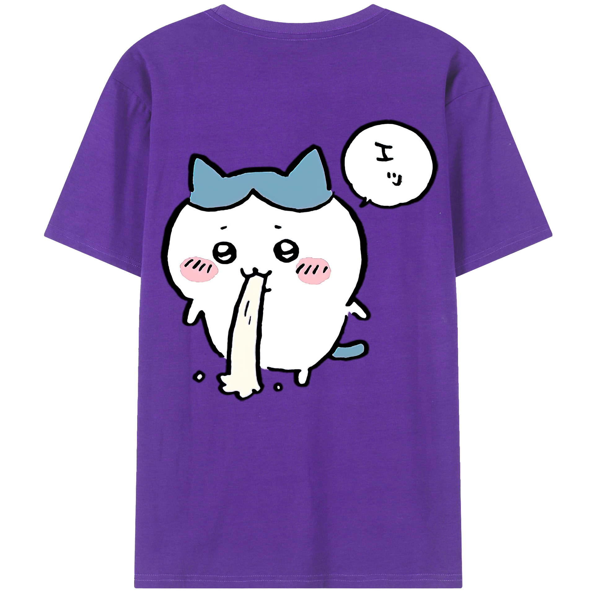 （画像用） ちいかわ ハチワレ Chii-kawa hachiware 綿100％ メンズ半袖Tシャツ（バックプリント） 通気性