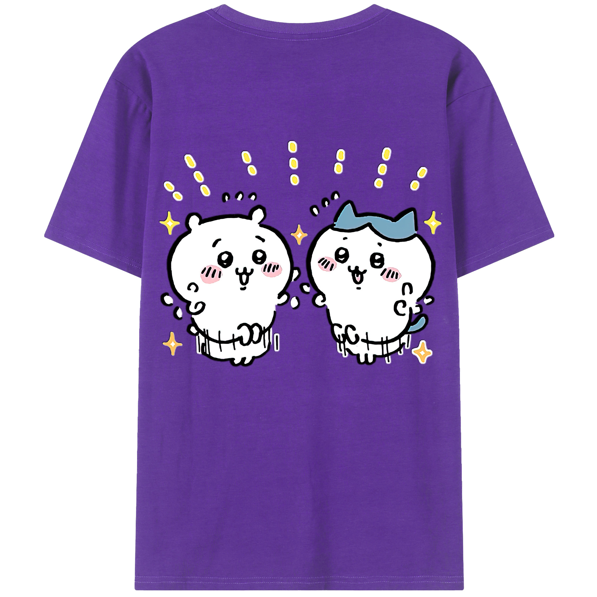 （画像用） ちいかわ ハチワレ Chii-kawa hachiware 綿100％ メンズ半袖Tシャツ（バックプリント） 通気性